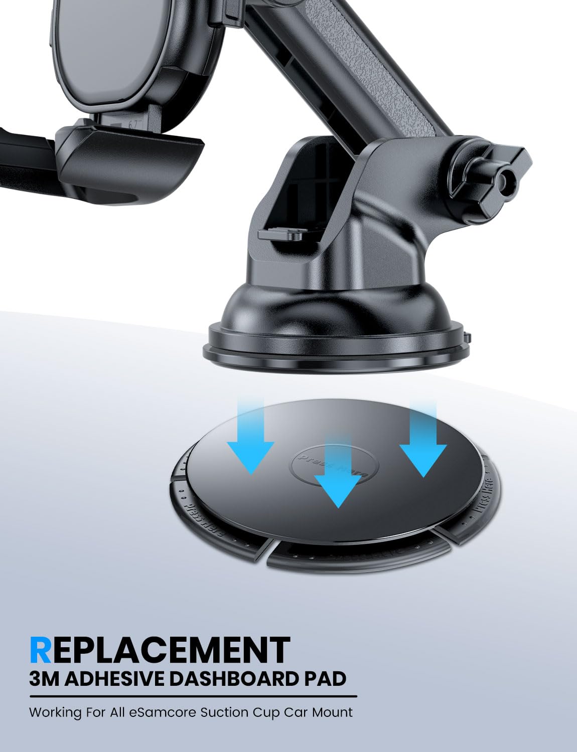 Esamcore Dashboard Sticky Pad [4-Pack], For Suction Cup Phone Mount [Diameter: 3.1   ] 3M Adhesive Pad Dash Mount Disk For Iphon