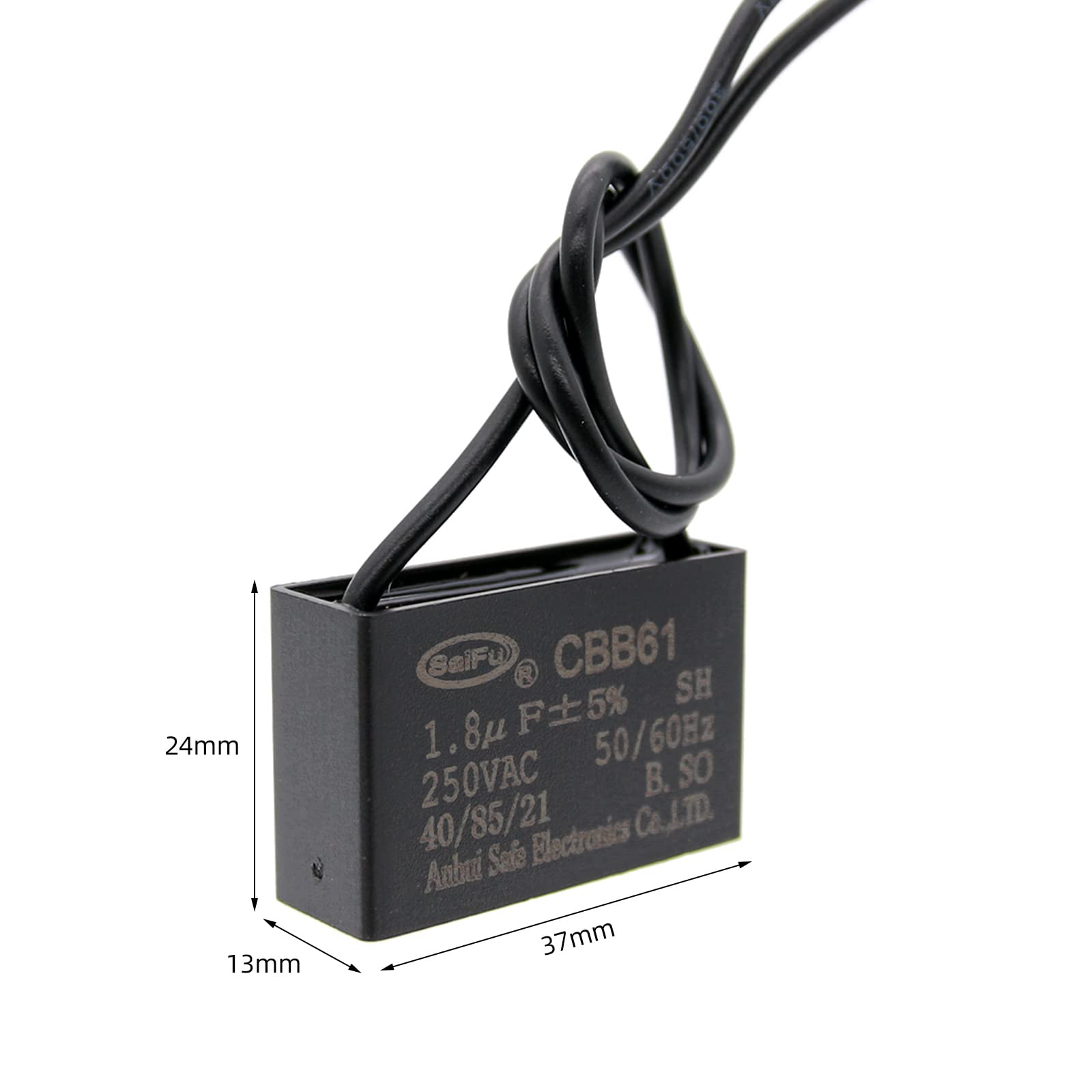 Akzytue Cbb61 Capacitor 1.8Uf 250V Ac Ceiling Fan 2 Wire 50/60Hz For Electric Fan Generator Pump Motor (2 Pack )