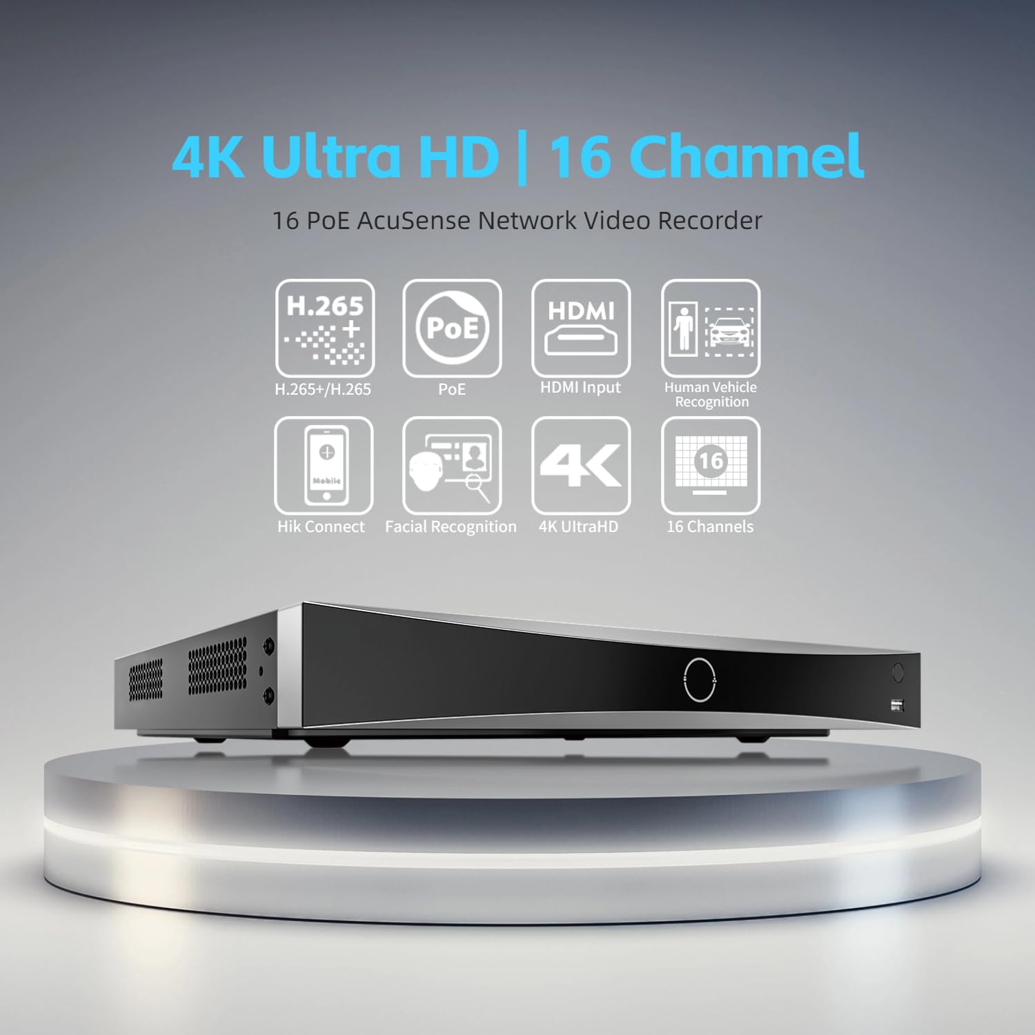 Ds 7616Nxi K2/16P 16Ch 4K 16 Channel Poe Acusense Nvr Network Video Recorder Human/Vehicle Detection Compatible With Hik Ip Came