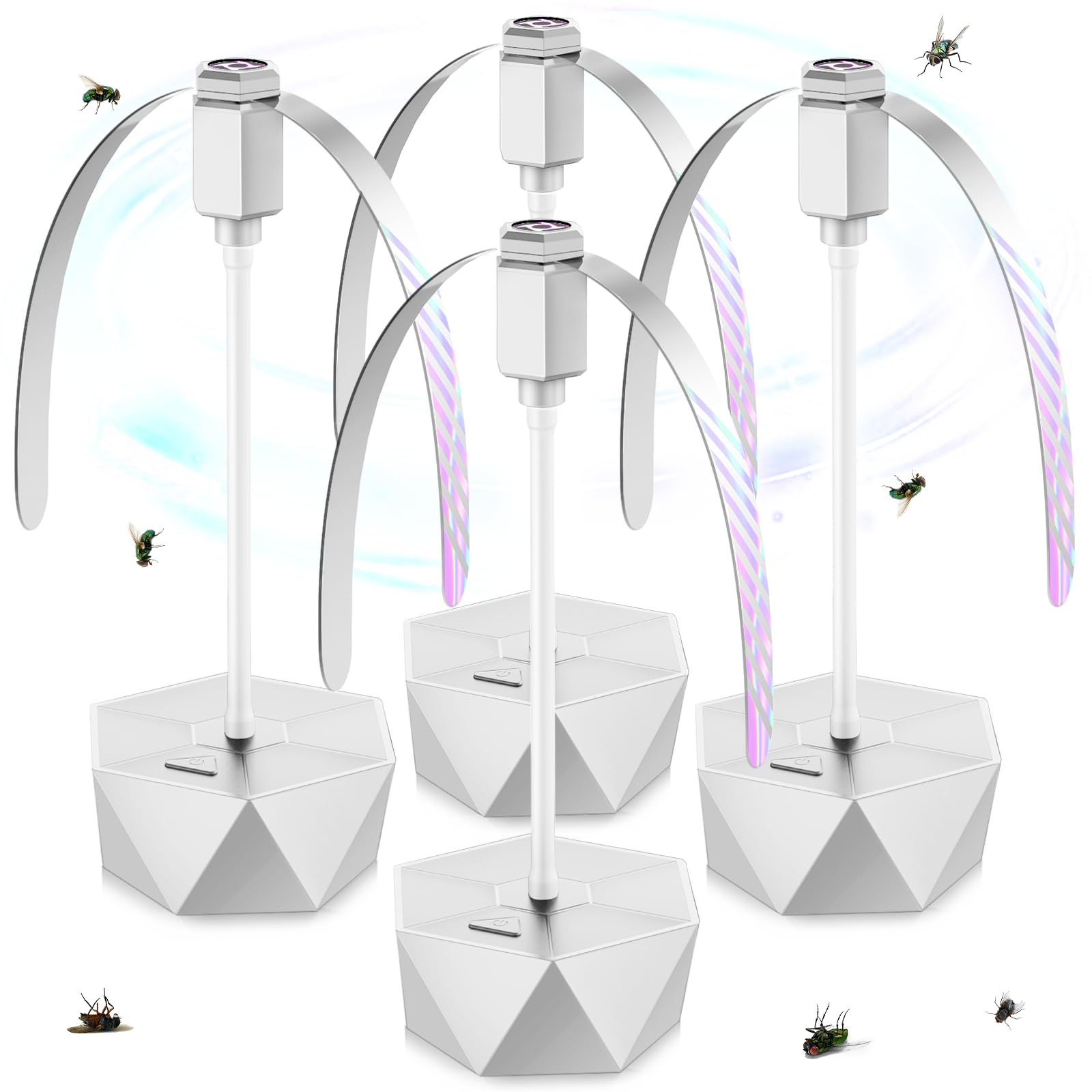 PIMAG Fly Fans for Tables, Fly Repellent Fan Outdoor Indoor Keep Flies Away, Repellent Fans for Tables with Holographic Blades f