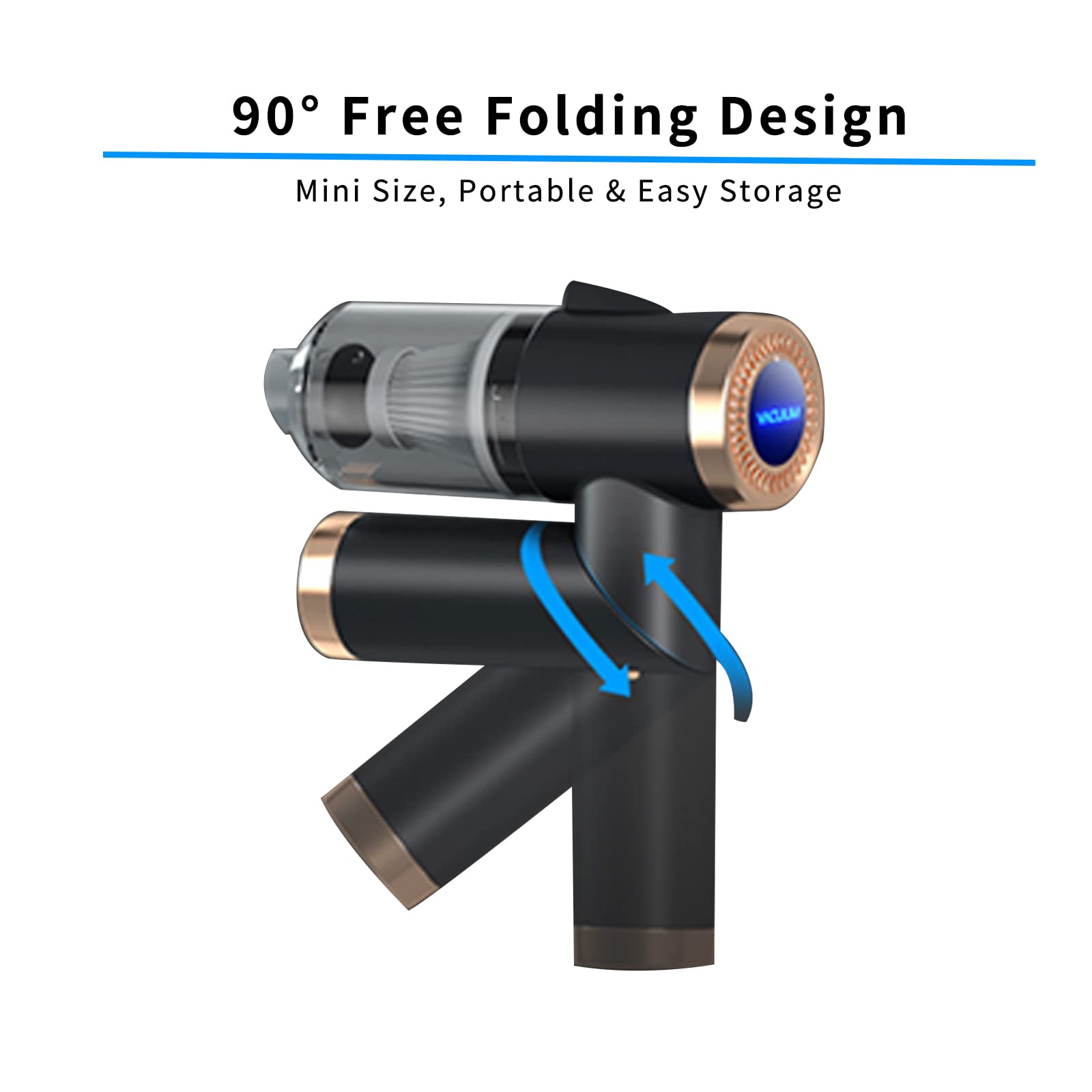 Censinda Handheld Vacuum Cordless, 9000Pa Strong Suction, 90Foldable Mini Portable Vacuum Cleaner, Rechargeable And Lightweight