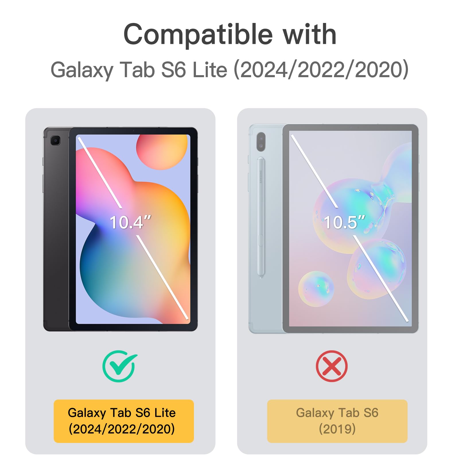 Jetech Case For Samsung Galaxy Tab S6 Lite 10.4-Inch 2024/2022/2020 With S Pen Holder, Slim Folio Stand Protective Tablet Cover,