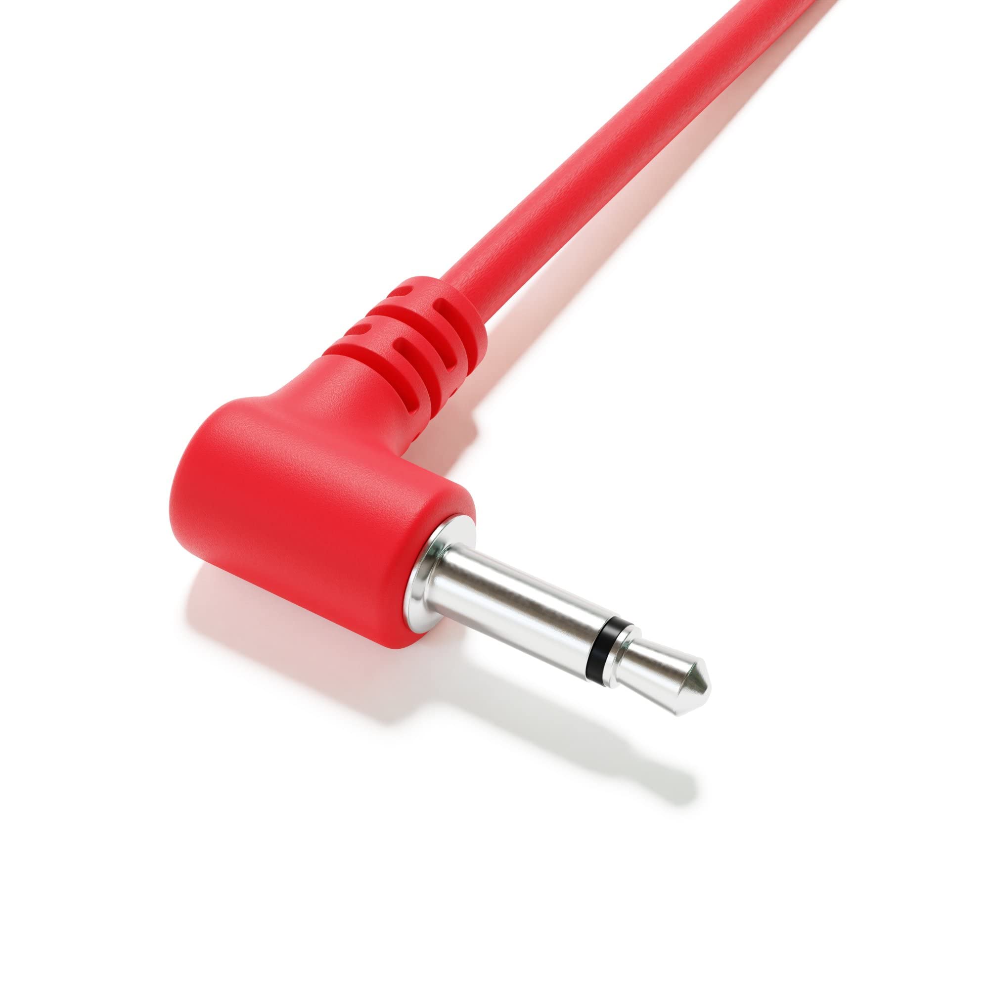 Excelvalley - 5-Pack - Right Angle Mono Modular Patch Cables - 3.5Mm 1/8 Eurorack Synthesizer [Red | 180 Cm - 70.87]