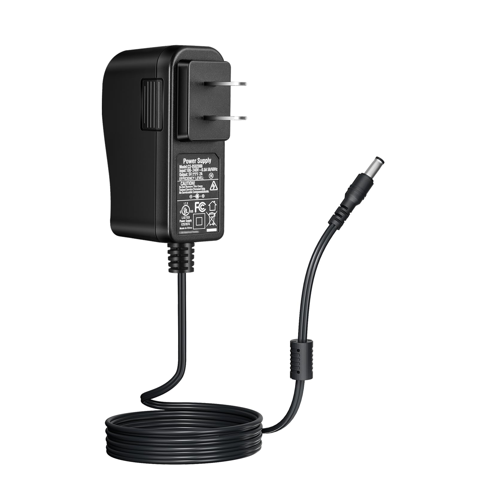 Security-01 AC to DC 5V 2A 2000mA Power Supply Adapter, Plug 5.5mm x 2.1mm, UL Listed FCC