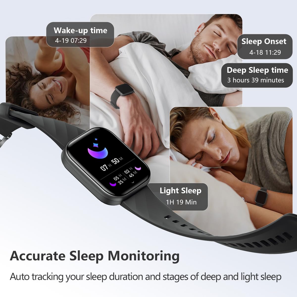 Fitvii Health & Fitness Tracker 2024 (Answer/Make Calls), Smart Watch With 24/7 Heart Rate And Blood Pressure, Sleep Tracking, B