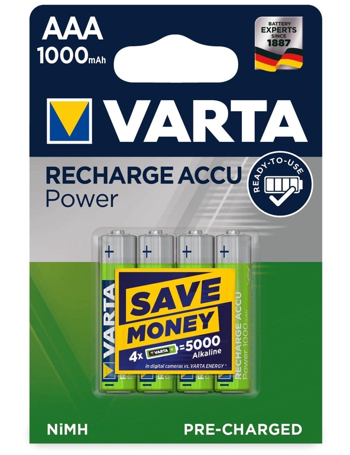 Varta 1X4 Professional Nimh 1000 Mah AAA Nickel-Metal Hydride (Nimh) 1000Mah 1.2V Rechargeable Battery - Ila Rechargeable Batter