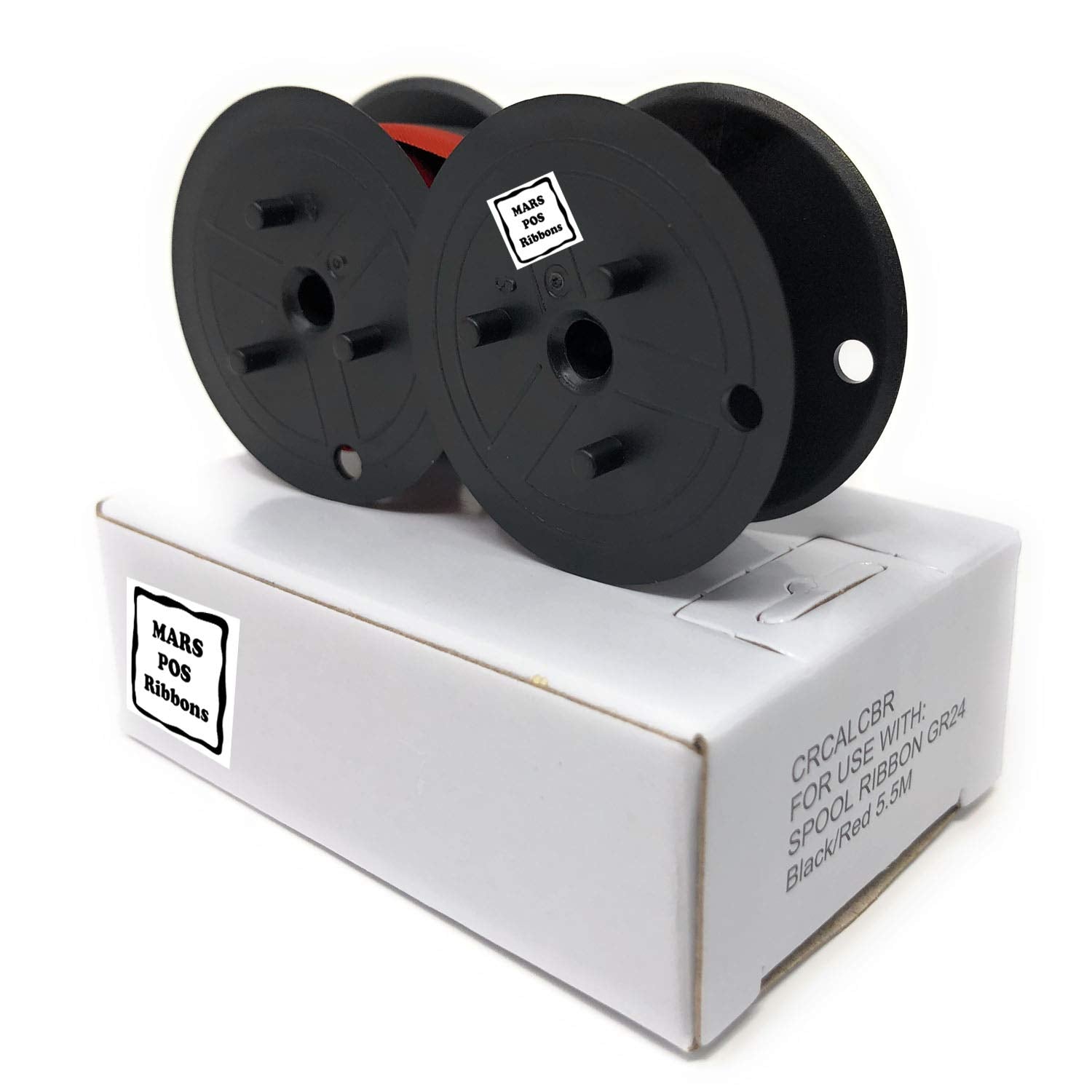 Mars Pos Ribbons Compatible With Calculator Spool Ribbon Replacement For Universal Gr24Br Ribbon (Black Red, 3 Pack)