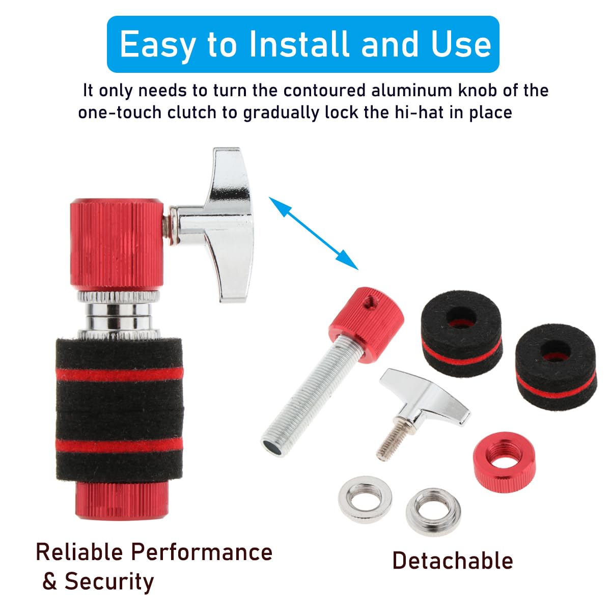 Fiozinx Hi Hat Clutch, Hi Hat Stand For 6 Mm Rod, Aluminum Hi Hat Clutch Cymbal Standard Hi Hat Stands For Jazz Drum Parts Acces