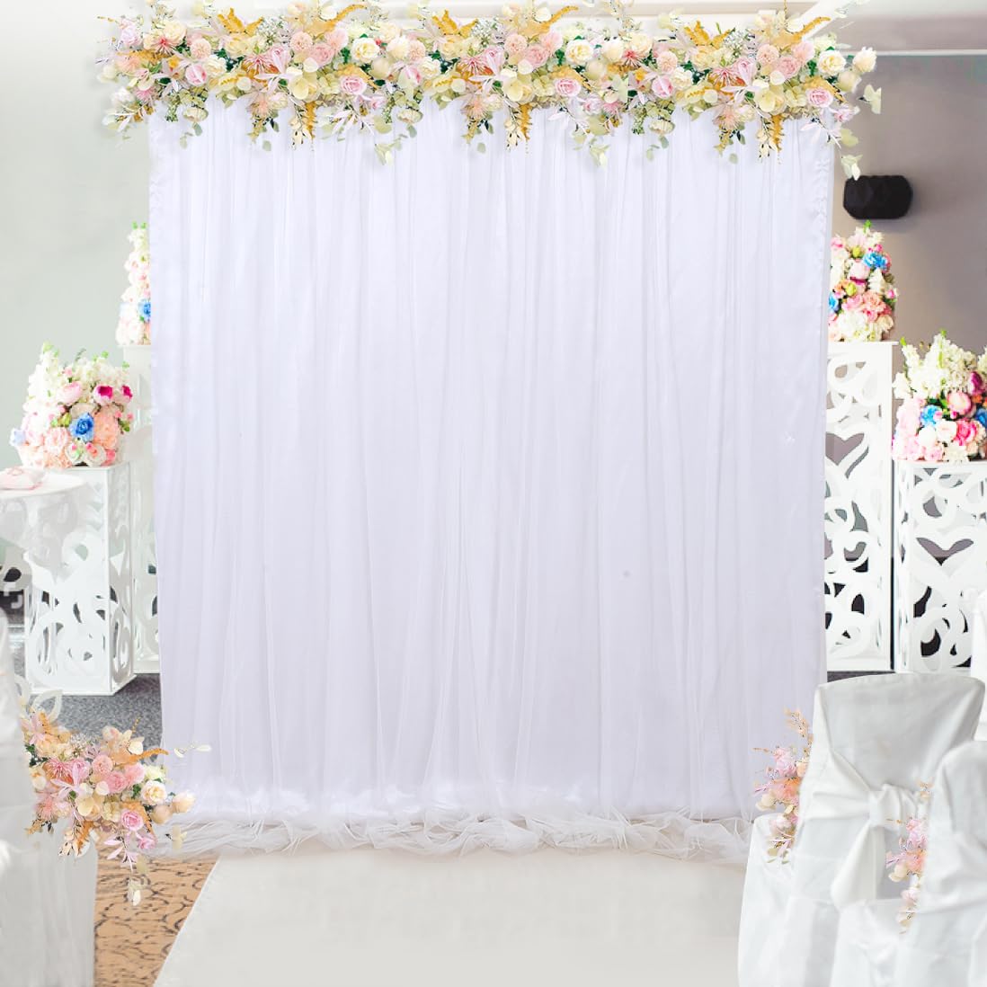 White Backdrop Curtains For Wedding Backdrop 5Ftx7Ft Sheer Tulle Backdrop Drapes For Photography Photo Backdrop Bridal Baby Show