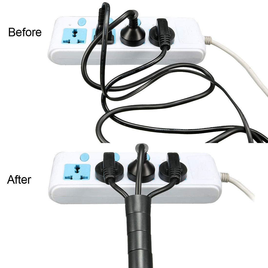 Uxcell 3Mm Flexible Spiral Cable Wrap Wire Cord Wraps Manage Cord 19M Length Black