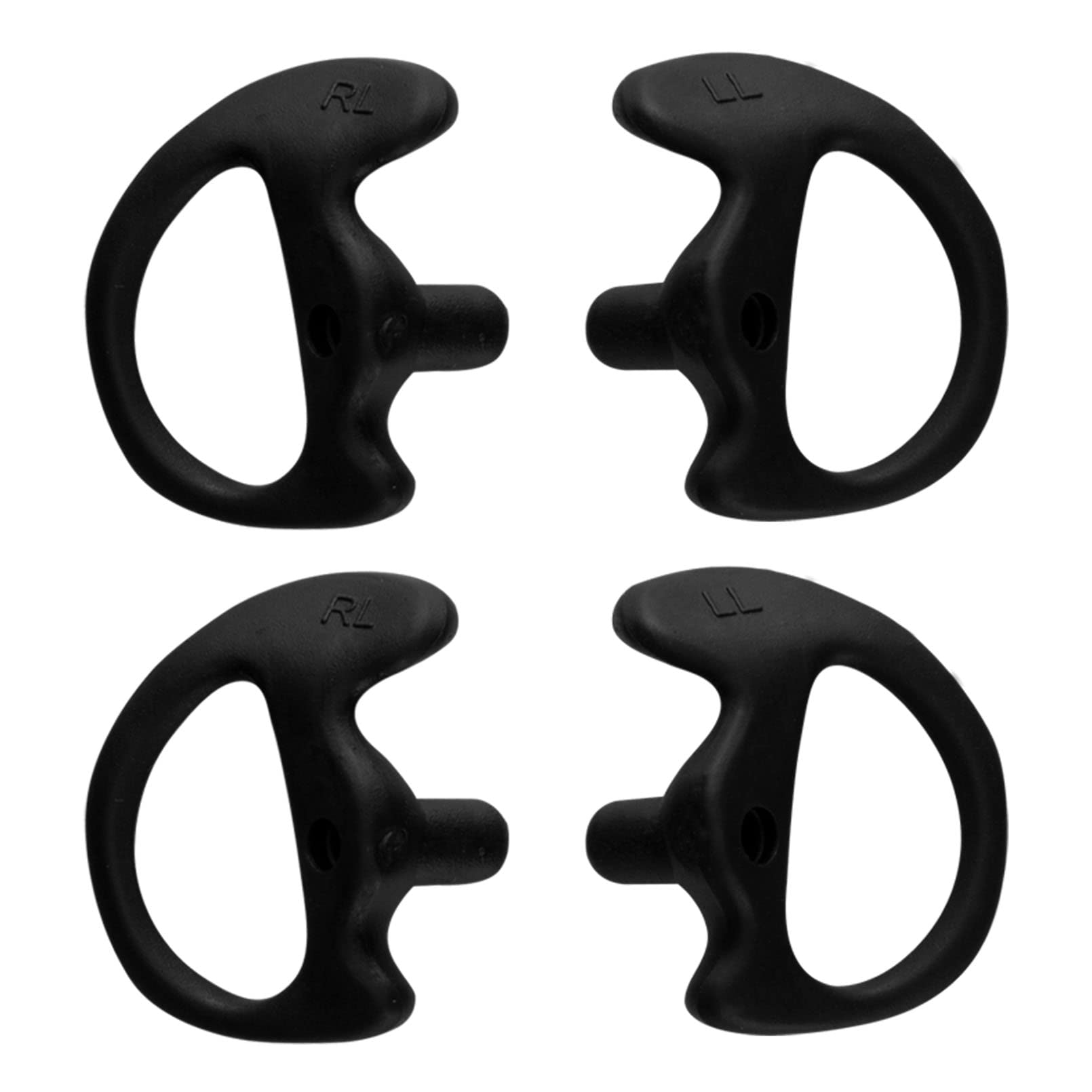 Keyblu Universal Radio Replacement Earmold, Insert Soft Silicone Earmold Earbud Earplug For Two Way Radio Coil Tube Audio Kits,For Walkie Talkie Acoustic Earpiece Headset (Black, Large, 2 Pair)