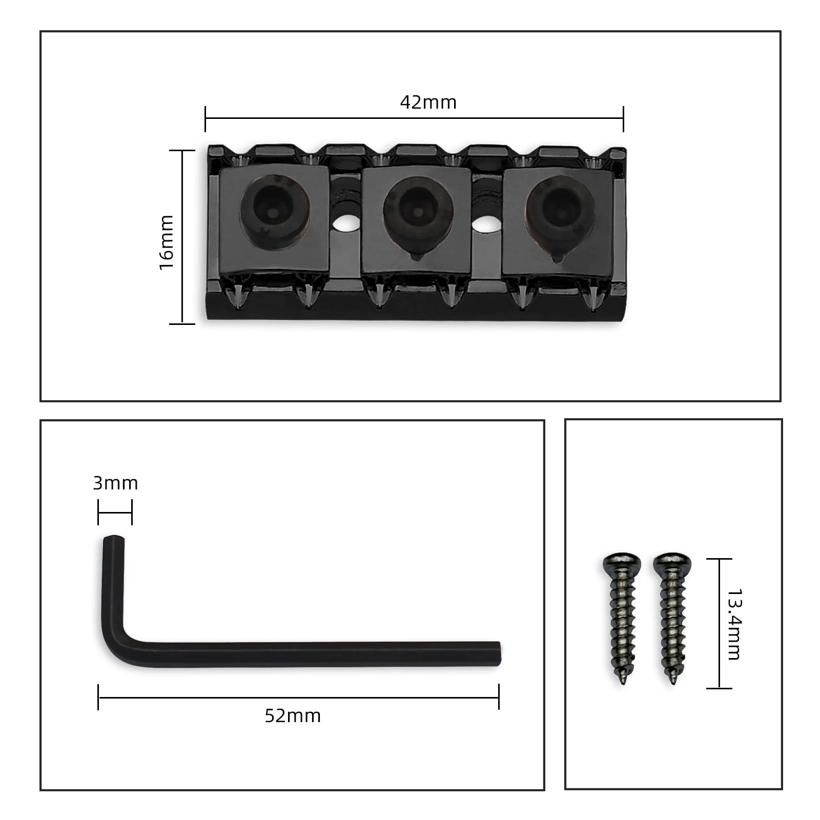 Saphue 42Mm Guitar Tremolo Bridge Locking Nut 1 11/16''For Floyd Rose Style Electric Guitar Tremolo Bridge Lock System (Black)