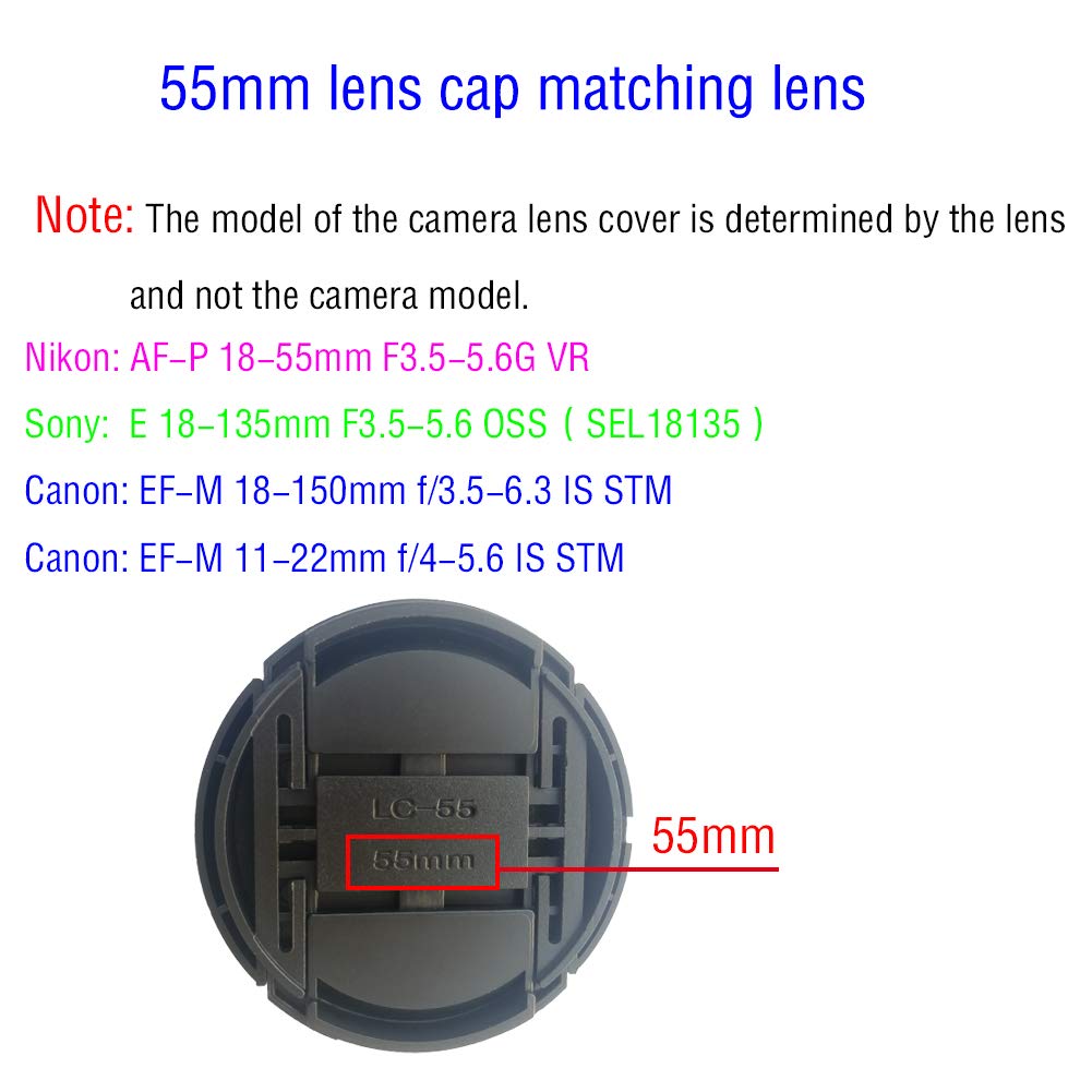 55Mm Lens Cap Cover For Nikon Af P(Not Af S) Dx Nikkor 18 55Mm F/3.5 5.6G Vr,Sony Fe 28 70Mm F/3.5 5.6 Oss,Huipuxiang Compatible