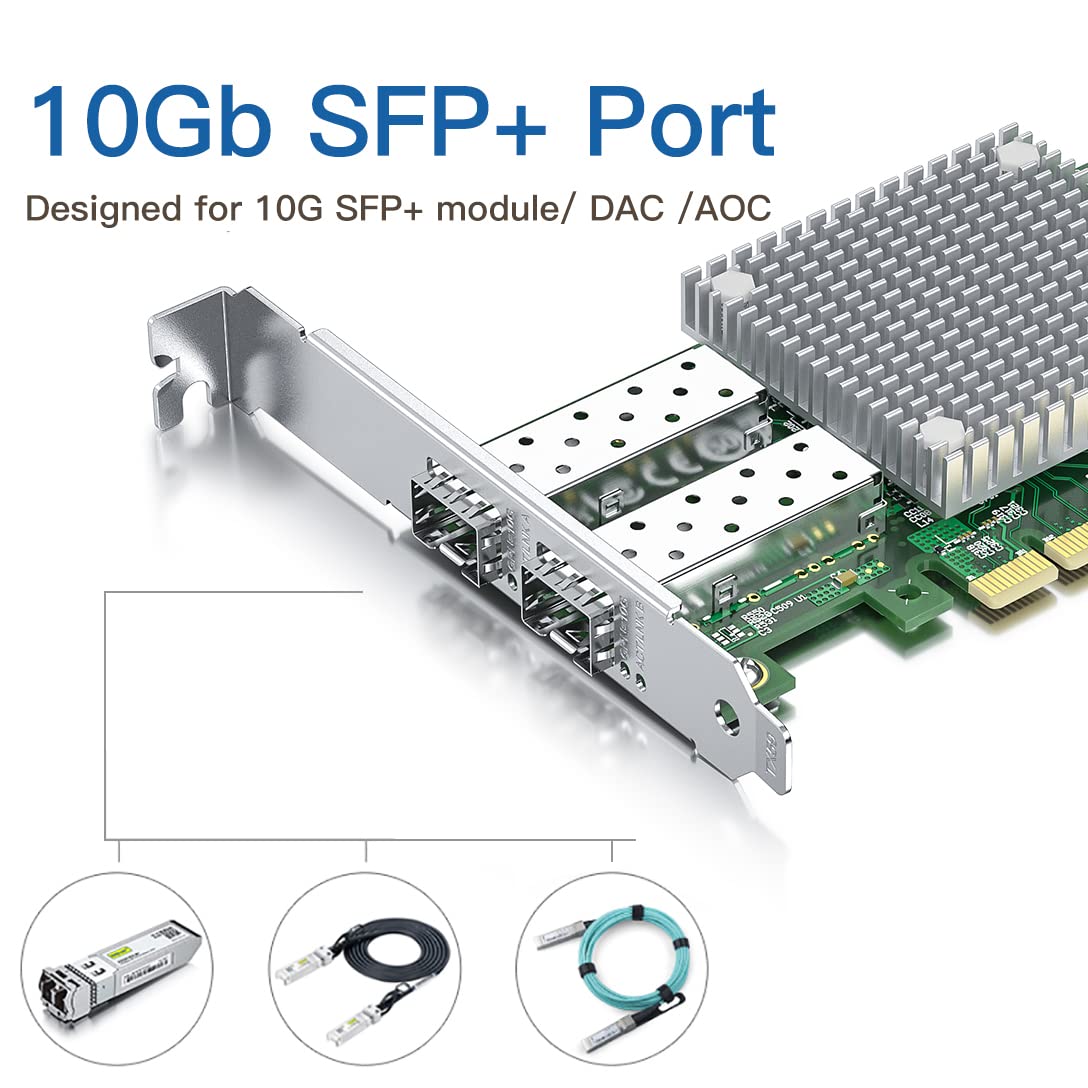 10Gb Sfp+ Pci E Network Card Nic, With Broadcom Bcm57810S Chip, Dual Sfp+ Port Card, Pci Express X8, Ethernet Lan Adapter Support Windows/Windows Server/Linux/Vmware Esxi