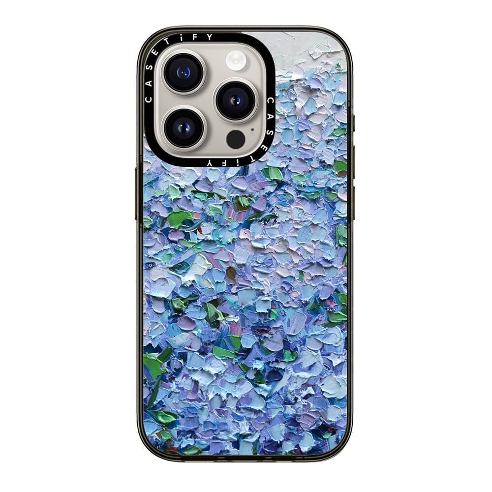 Casetify Compact Case For Iphone 15 Pro [2X Military Grade Drop Tested / 4Ft Drop Protection]   Nantucket Blue Hydrangeas   Clea