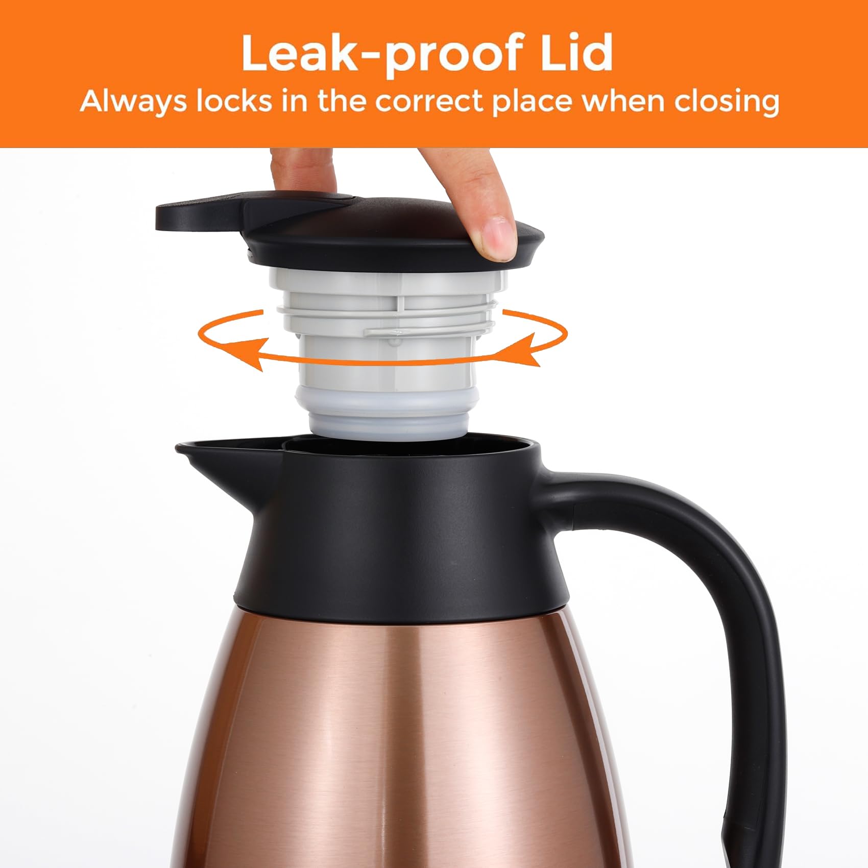 Tiken 34 Oz Thermal Coffee Carafe, Stainless Steel Insulated Vacuum Coffee Carafes For Keeping Hot, 1 Liter Beverage Dispenser (