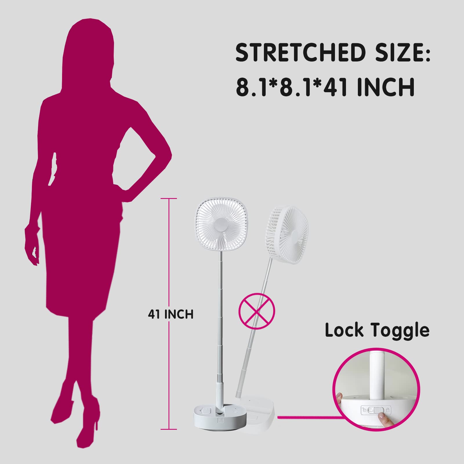 Magesh Oscillating Pedestal Foldable Desk And Floor Fan, Table Fan,Wireless Remote Control Telescopic 4 Speed Quiet Timer Fan Fo