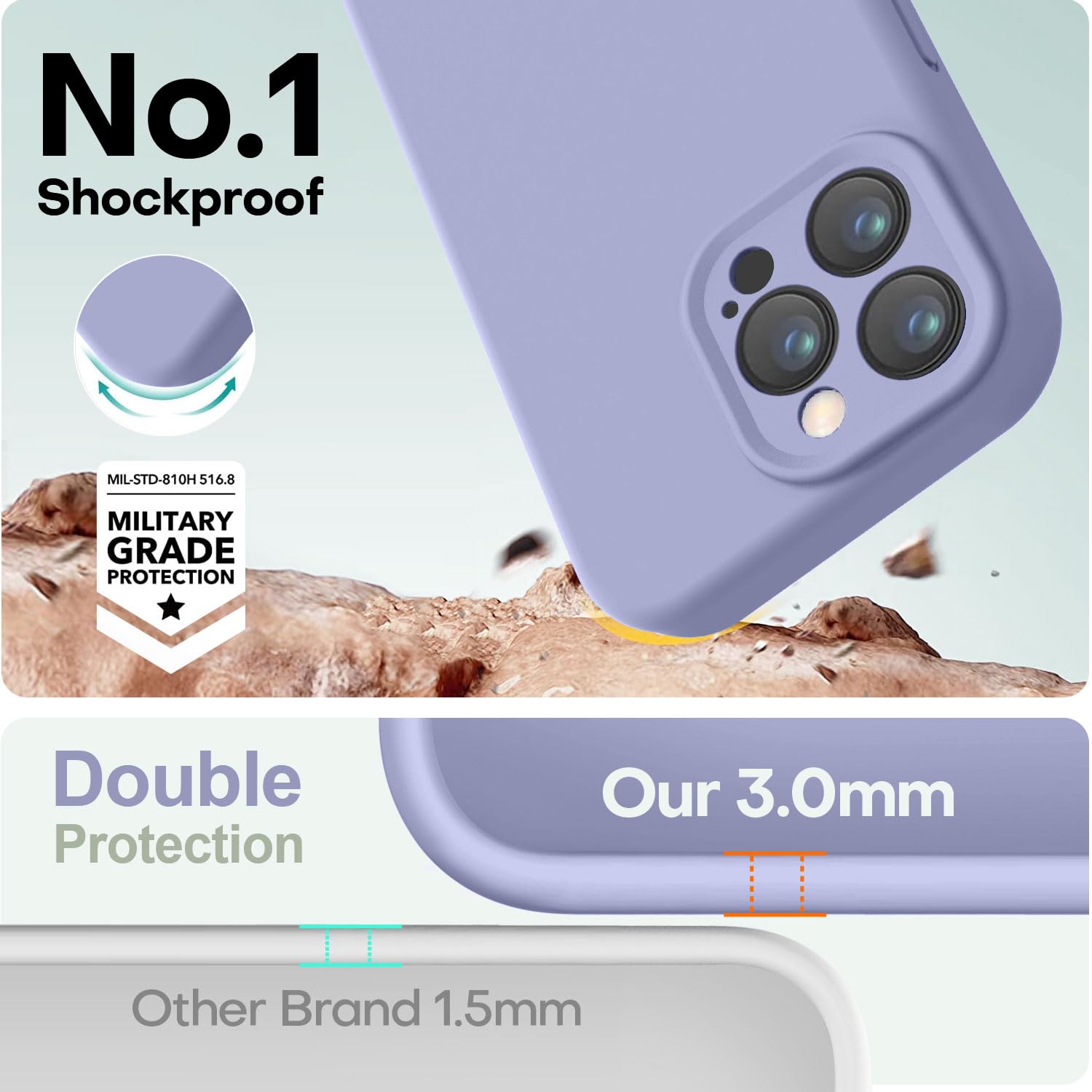 Rqq Designed For Iphone 14 Pro Max Case, Premium Silicone With [Camera Protection] [Anti-Scratch Microfiber Lining] Shockproof P