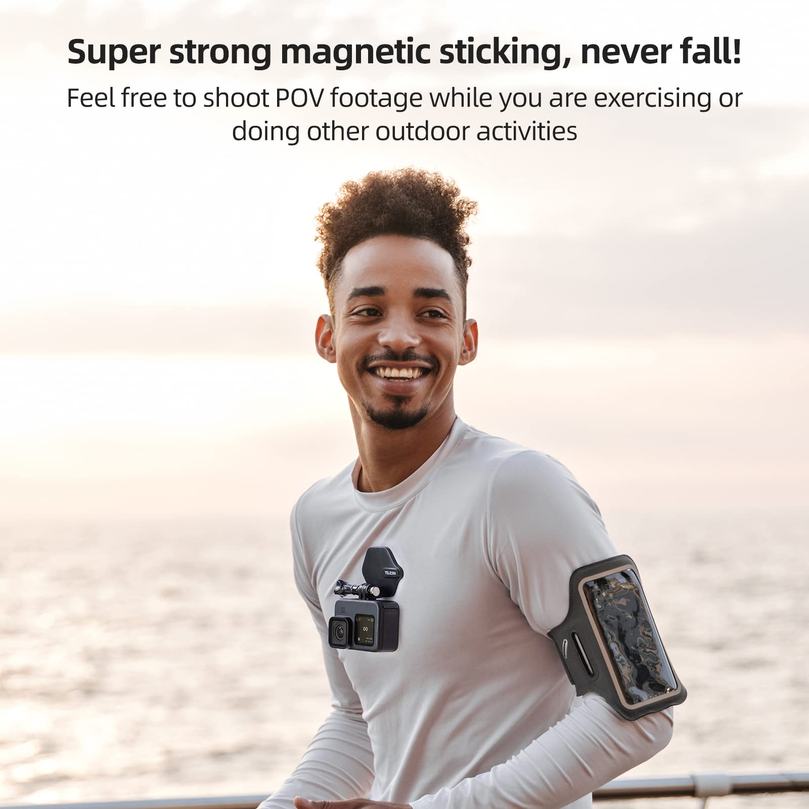 Telesin Magnetic Chest Mount With Neck Strap, 360 Pov Invisible Selfie Necklace Mounting Accessories For Gopro Max Mini Hero 11 10 9 8 7 Insta360 Dji Action Iphone Android