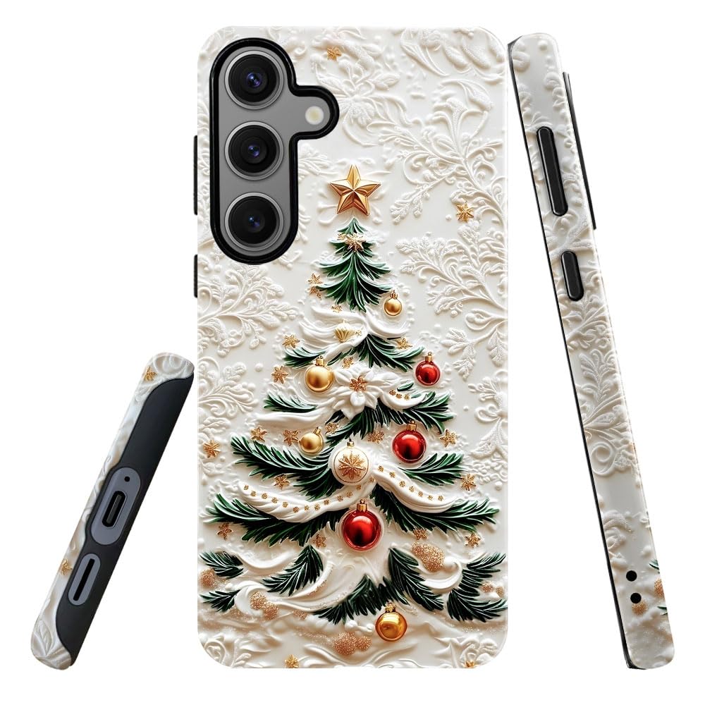 DAIZAG Case for Samsung Galaxy S23 FE,Military-Grade Protection Cover,Christmas Tree Snowflake Pattern(Glossy)