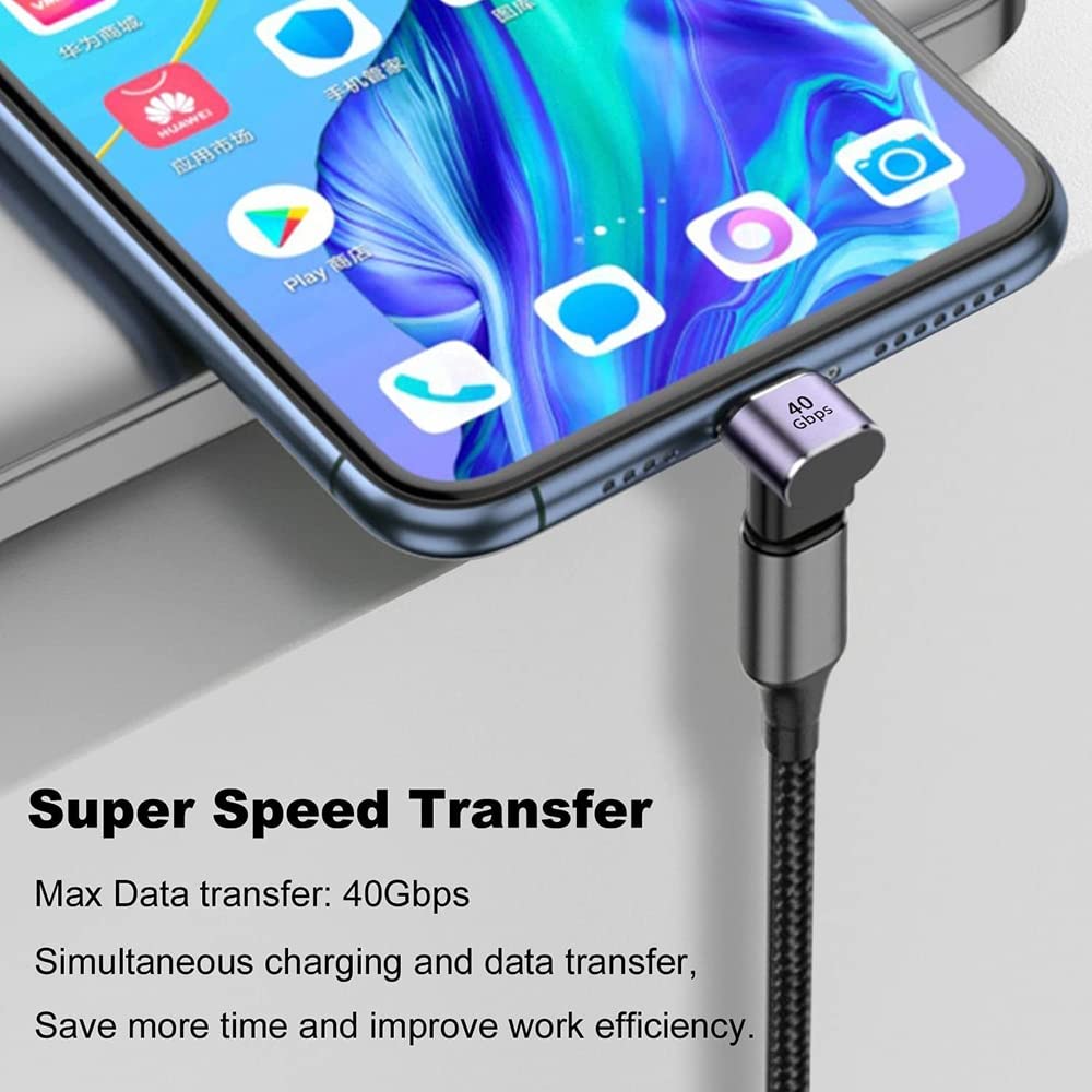 Usb C Angle Adapter 40Gbps [2 Pack] 90 Degree Usb C Type C Angled Usb C Male To Female Adapter, 8K At 60Hz Usb 3.1 Right Angle Extension For Laptop, Tablet, Vr, Camera, Smartphone (Up/Down) Compact