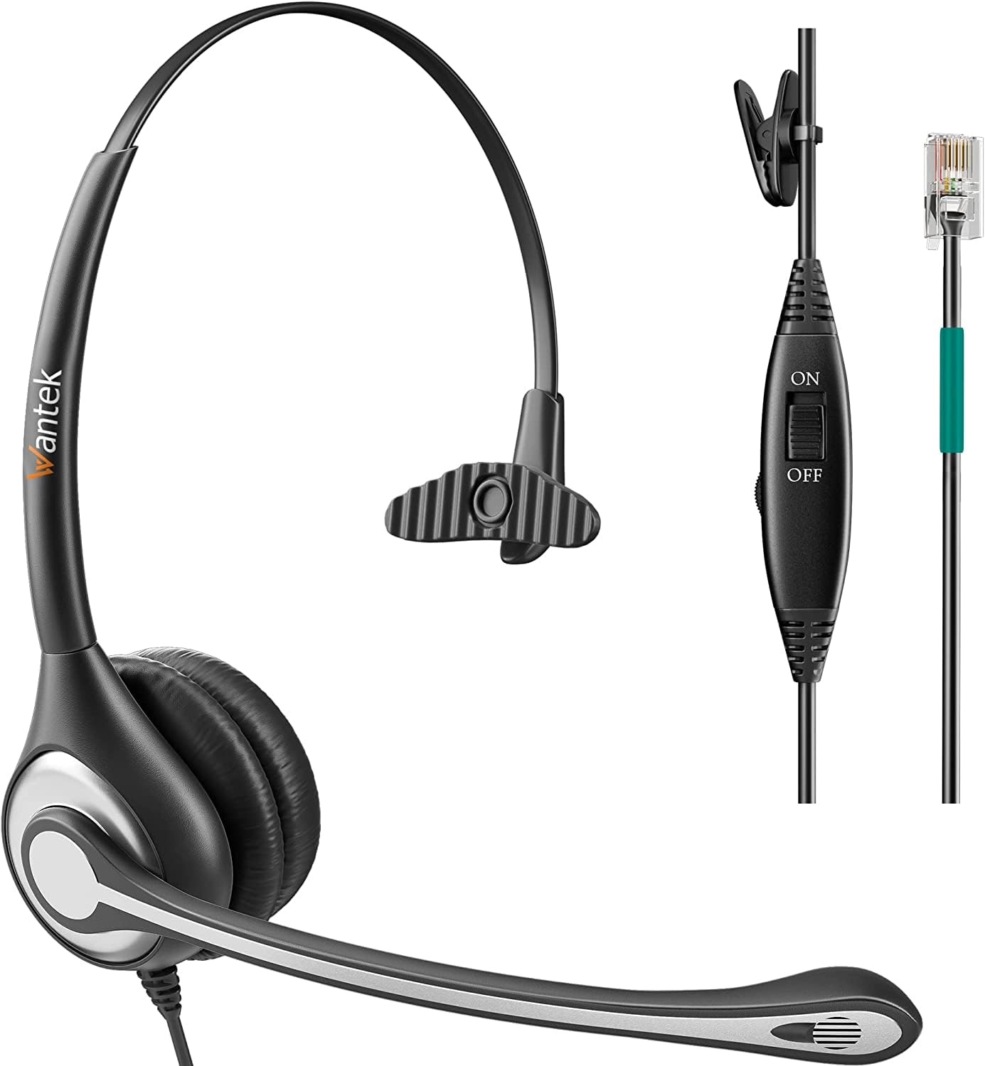 Wantek Telephone Headset Corded Rj9 Headphone With Mic & Noise Cancelling Phone Headsets Compatible With Plantronics Polycom Vvx