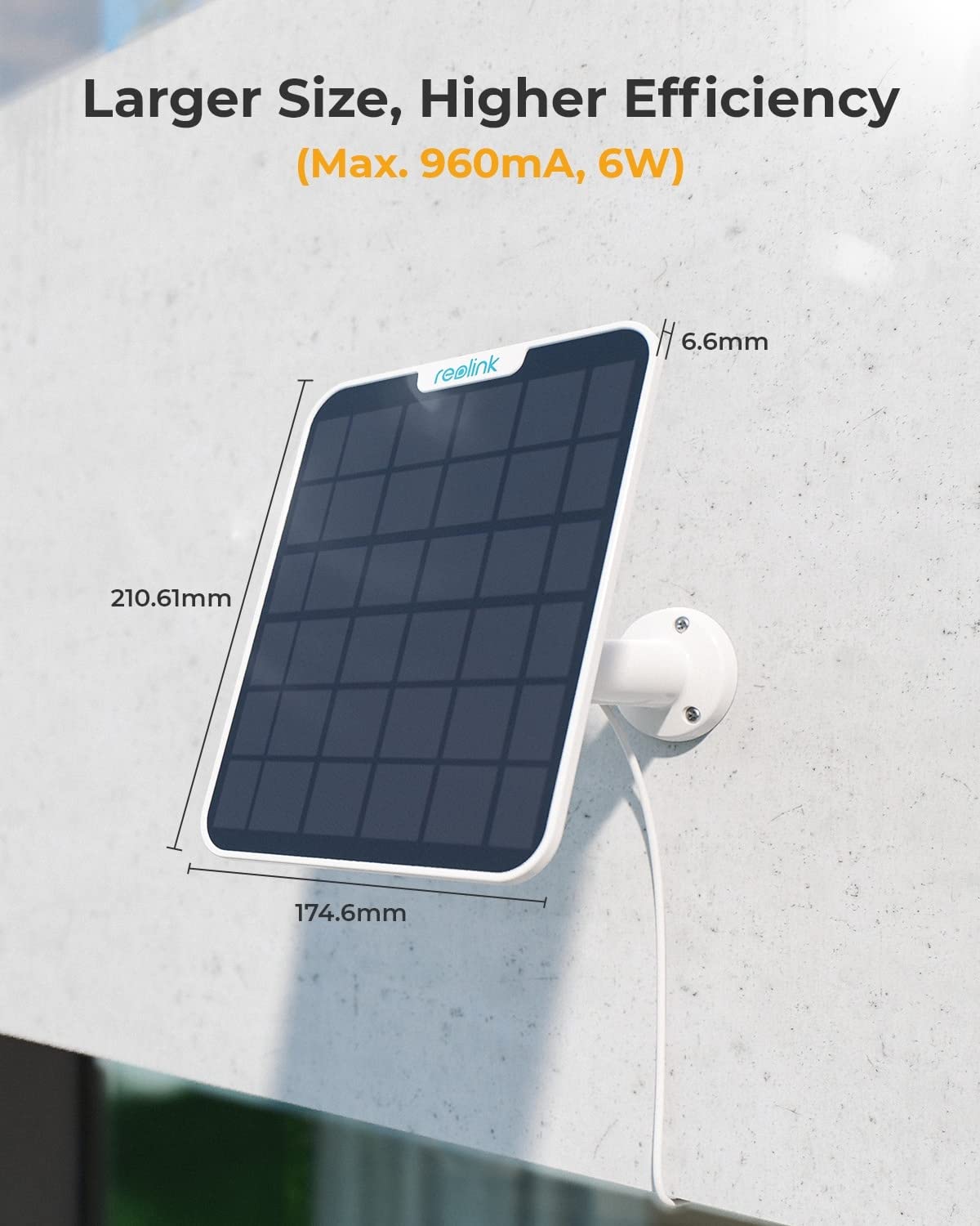 Reolink 6W Solar Panel White, Non Stop Solar Power Supply For All Wireless Battery Camera, Trackmix/Argus Pt/Go Pt Ultra, Waterp