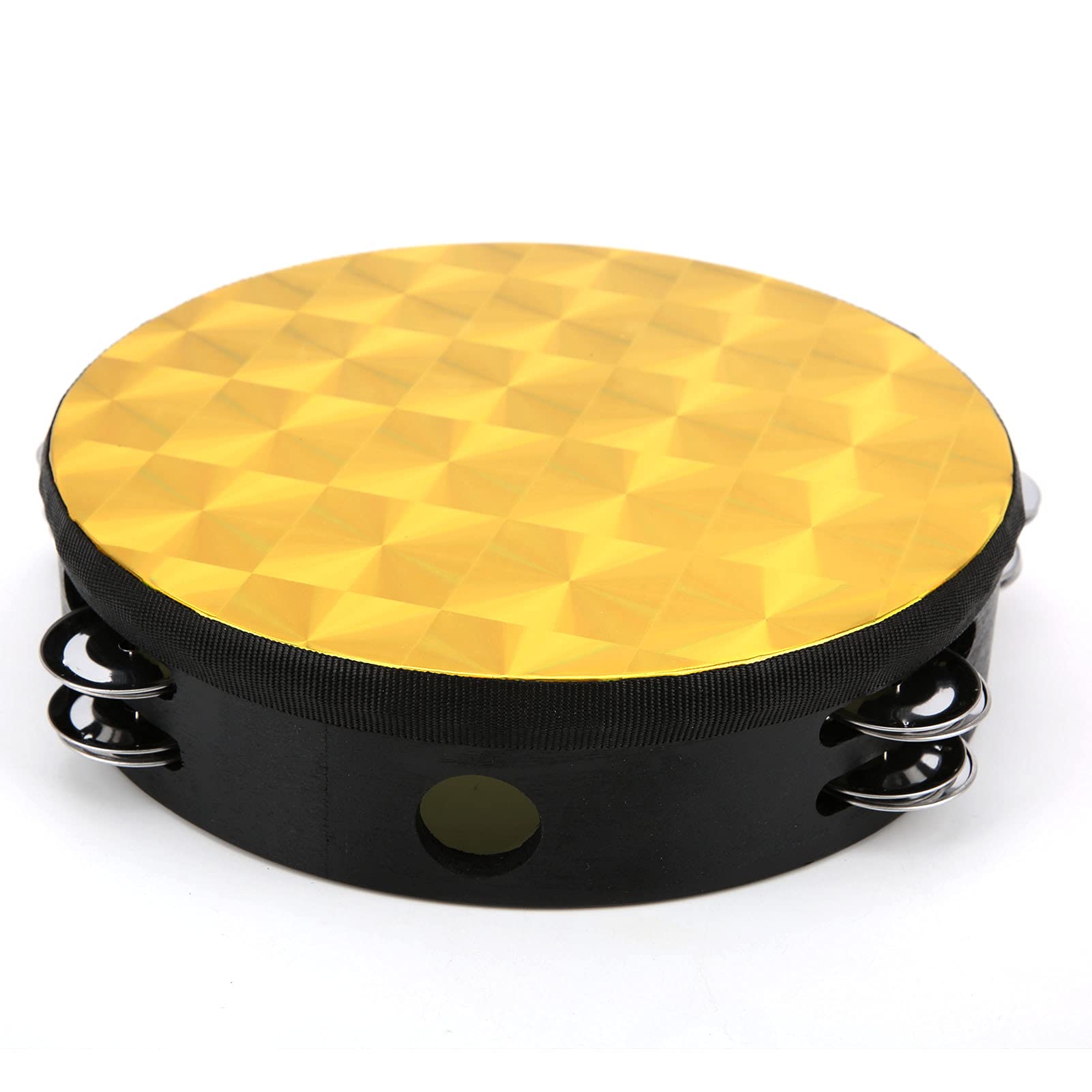 Ubervia Hand Tambourine 8inch, Solid Wood Hand Tambourine Double Row for Adults for Children for Kids(Golden Square, Blue)