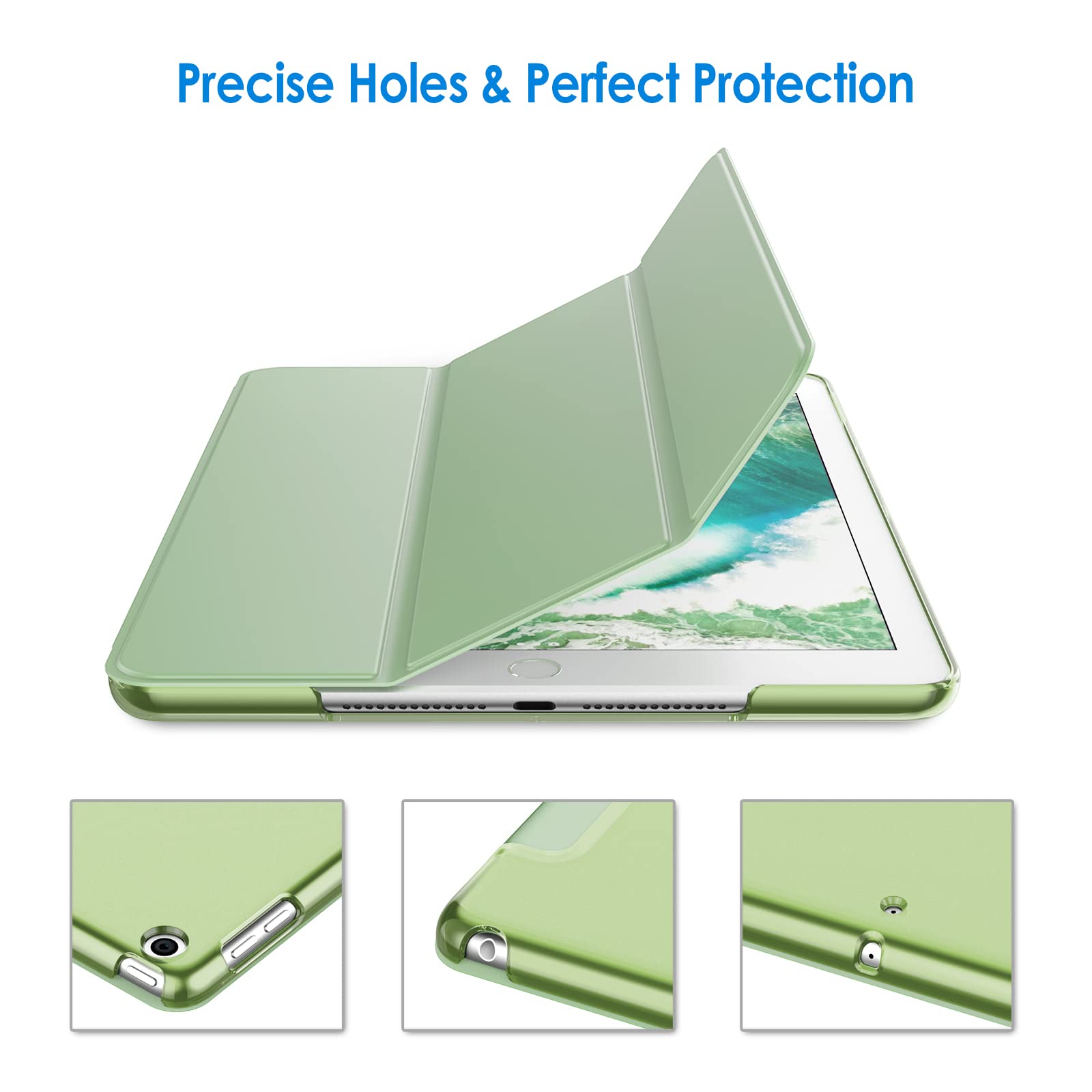 Jetech Case For Ipad (9.7-Inch, 2018/2017 Model, 6Th/5Th Generation), Smart Cover Auto Wake/Sleep (Matcha Green)
