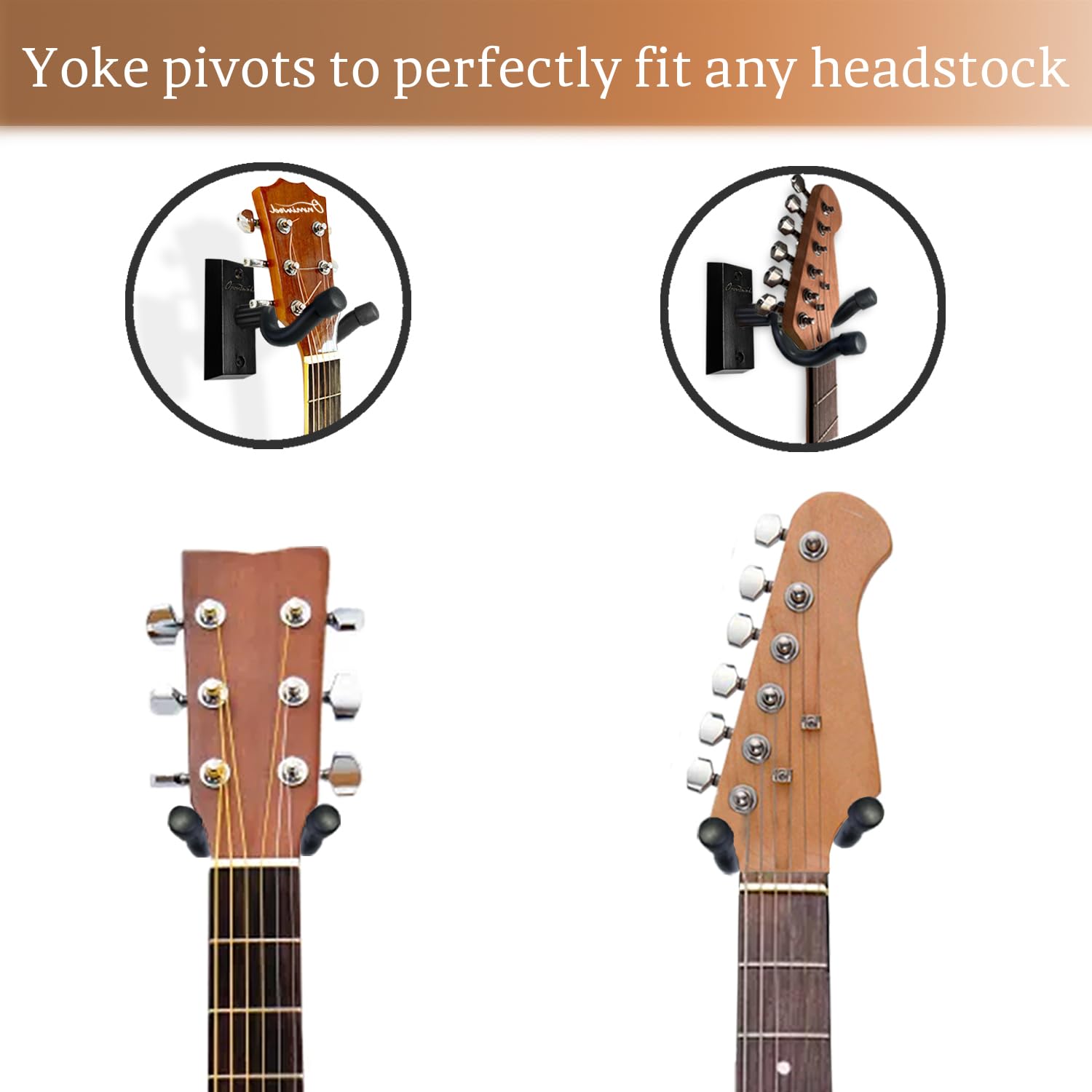 Onmiwod Guitar Wall Mount 3 Pack, Real Hardwood Guitar Hanger, U Shaped Guitar Wall Hanger Mount, Guitar Holder Hook Stand Wall