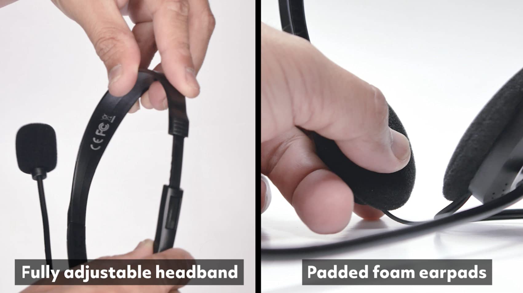 Manhattan 3.5Mm Stereo Headset With Mic   With Microphone, Volume Control, 3.5 Mm Stereo Plugs, 6.5Ft Cable   For Desktop, Lapto