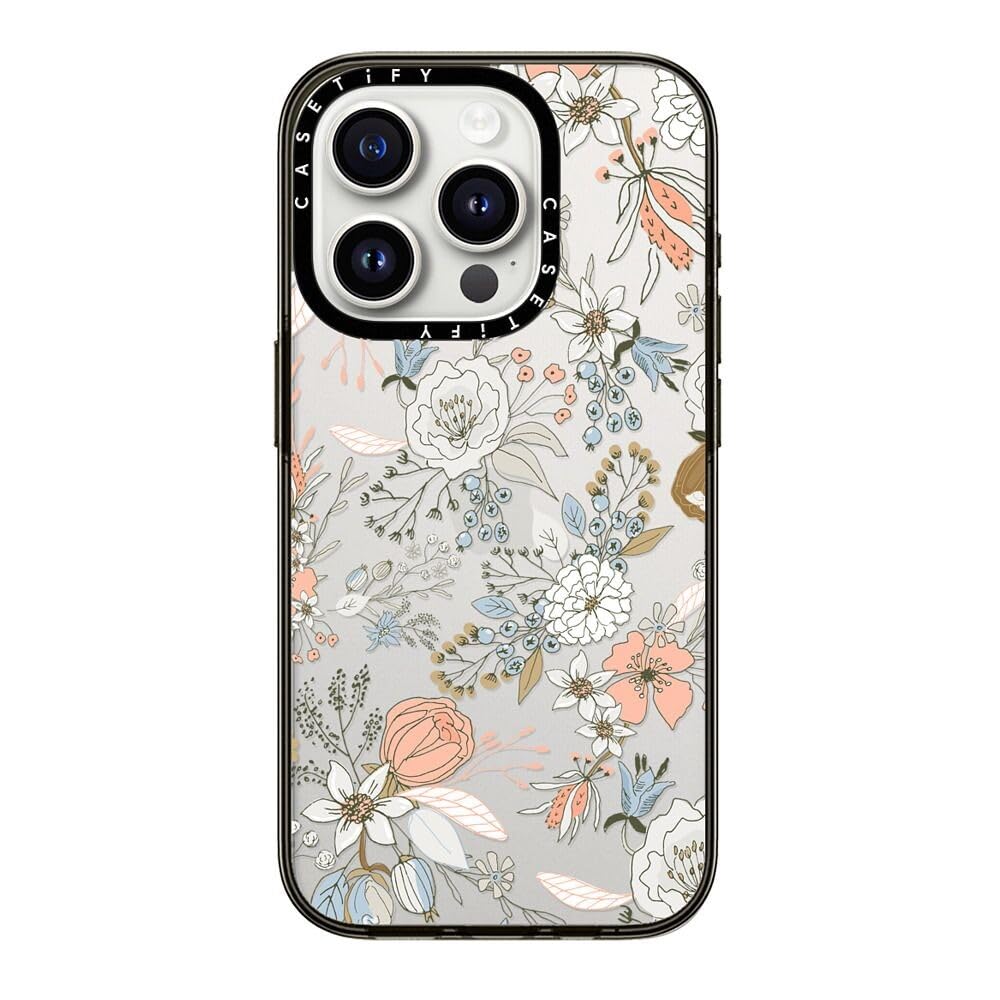 Casetify Compact Case For Iphone 15 Pro [2X Military Grade Drop Tested / 4Ft Drop Protection]   Abstract Modern Coral White Past