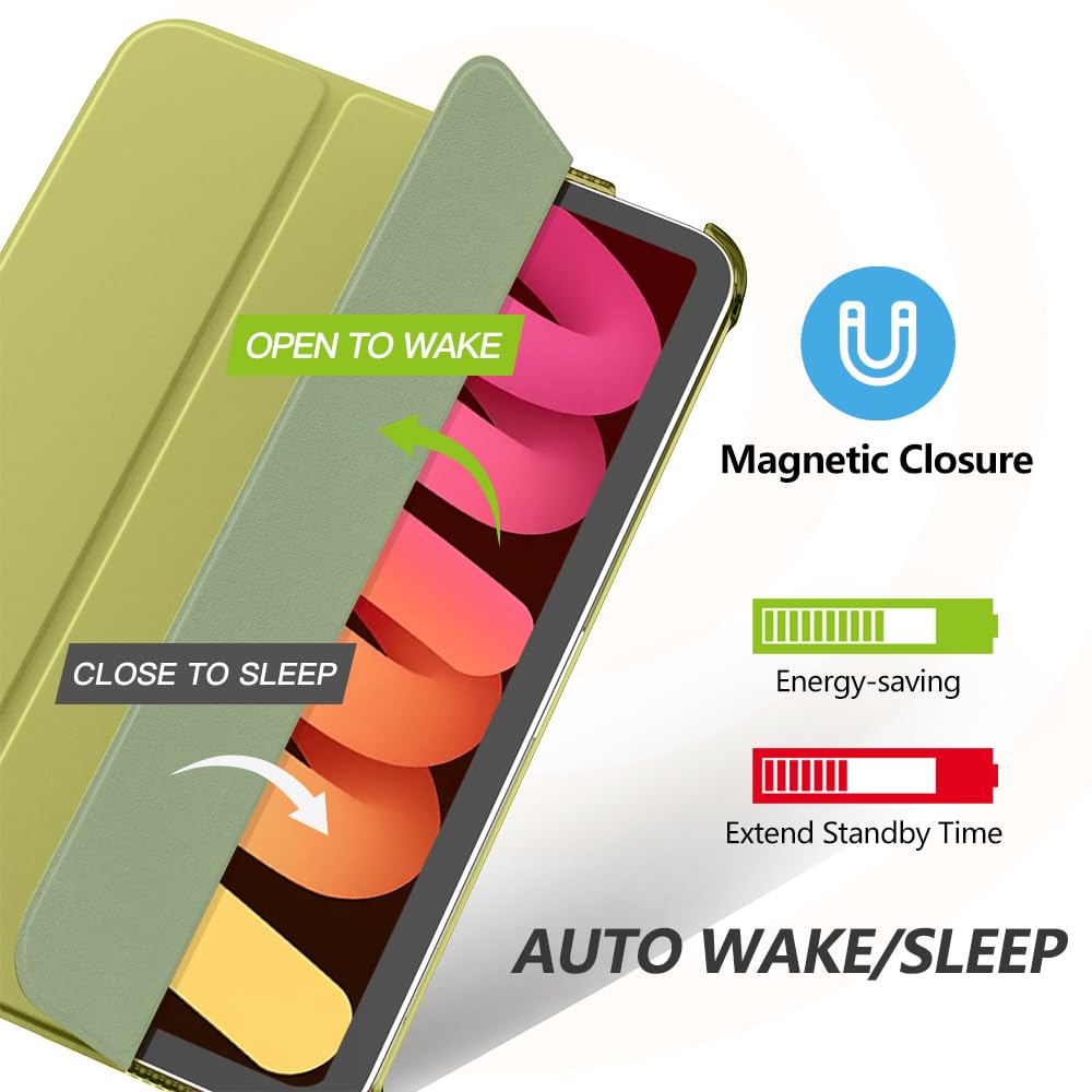 MoKo For iPad Mini 7 (A17 Pro) Case 2024,iPad Mini 6 Case 2021,8.3 inch iPad Mini 7th/6th Generation Case,Slim Lightweight Hard Back Shell Stand Cover for iPad Mini 2024 with Touch ID, Wild Fern Green