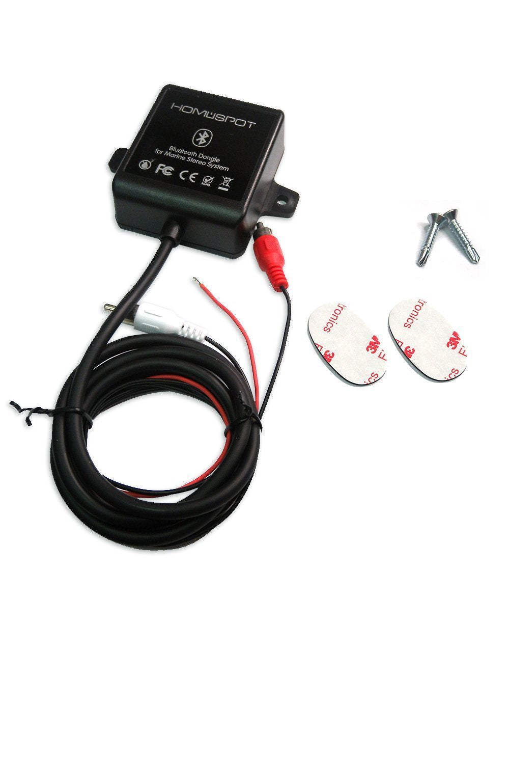 HomeSpot Bluetooth Marine Receiver Adapter Waterproof HS-BTADP-WP for Boats, Cars, ATVs - Built-in Ground Noise Isolator, Small Size