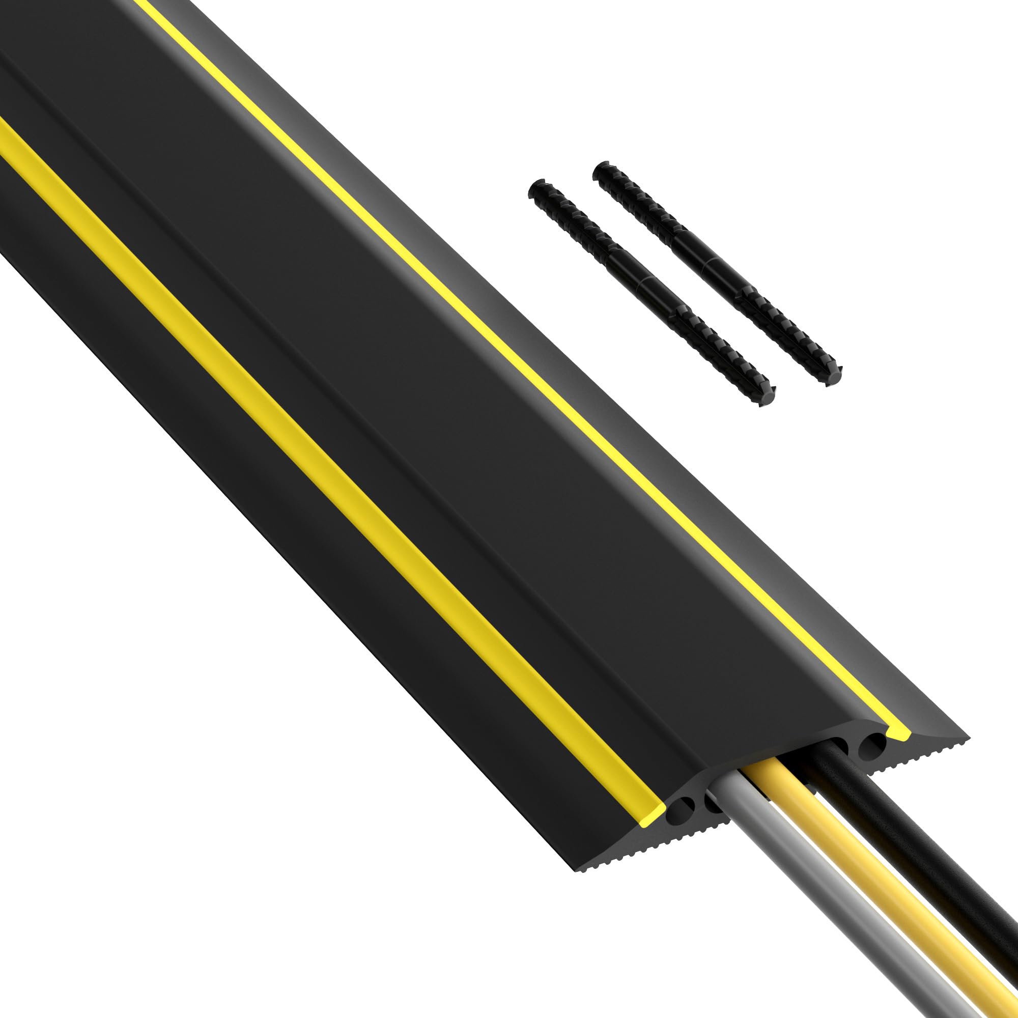 D-Line 6ft Floor Cord Cover Cable Protector Linkable Heavy Duty PVC Black/Yellow FC83H