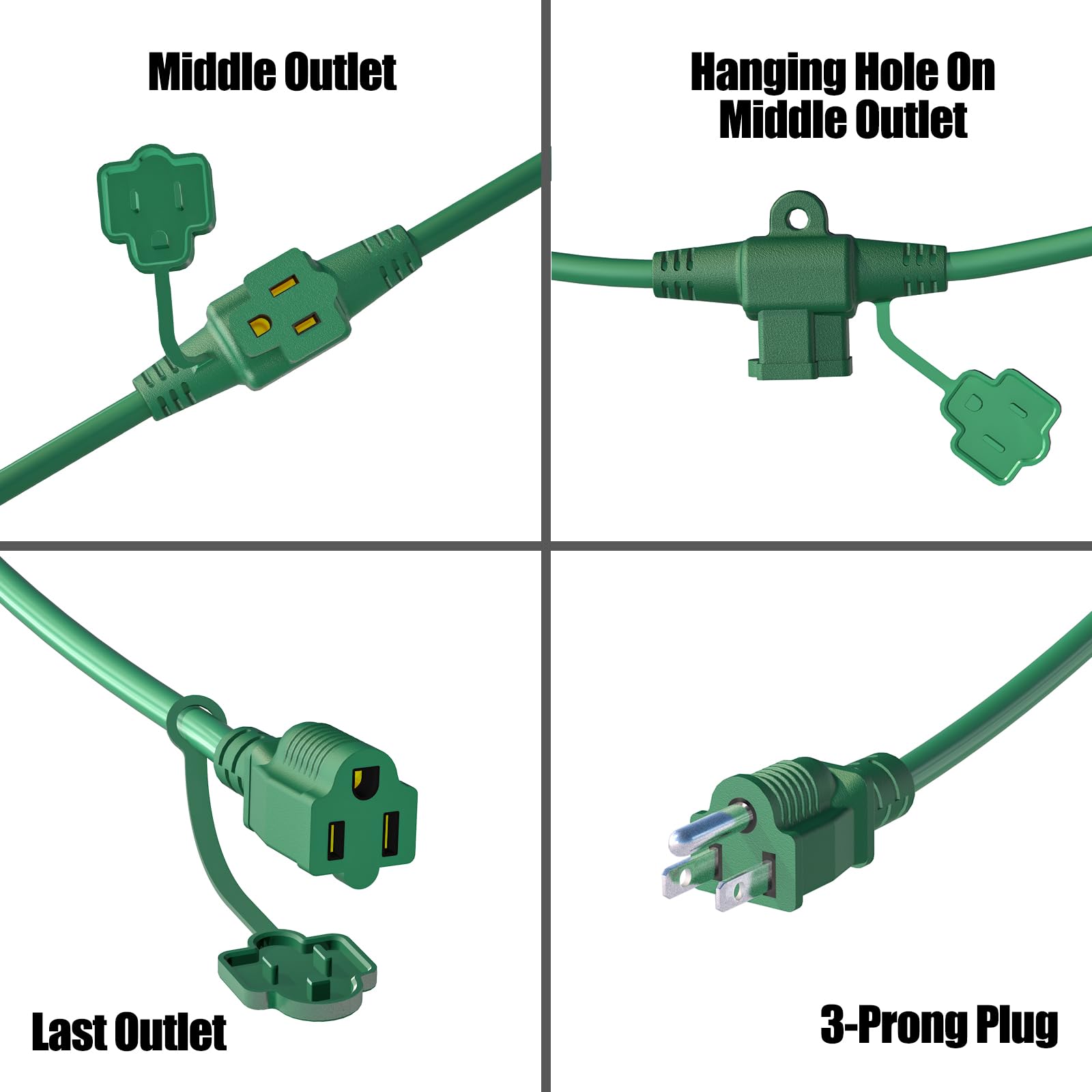 Eversimpleinc 50Ft Outdoor Extension Cord With 6 Outlets Evenly Spaced??, With Waterproof Cover, Ideal For Outdoor Decoration La