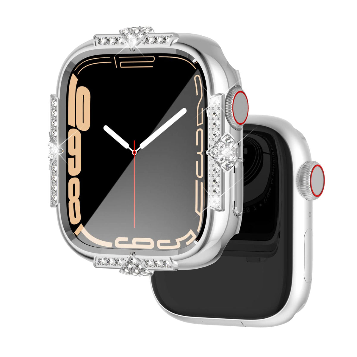 Falandi Hard Case Compatible With Apple Watch Case Series 8 Series 7 41Mm Rhinestones With Built In Glass Screen Protector Diamo
