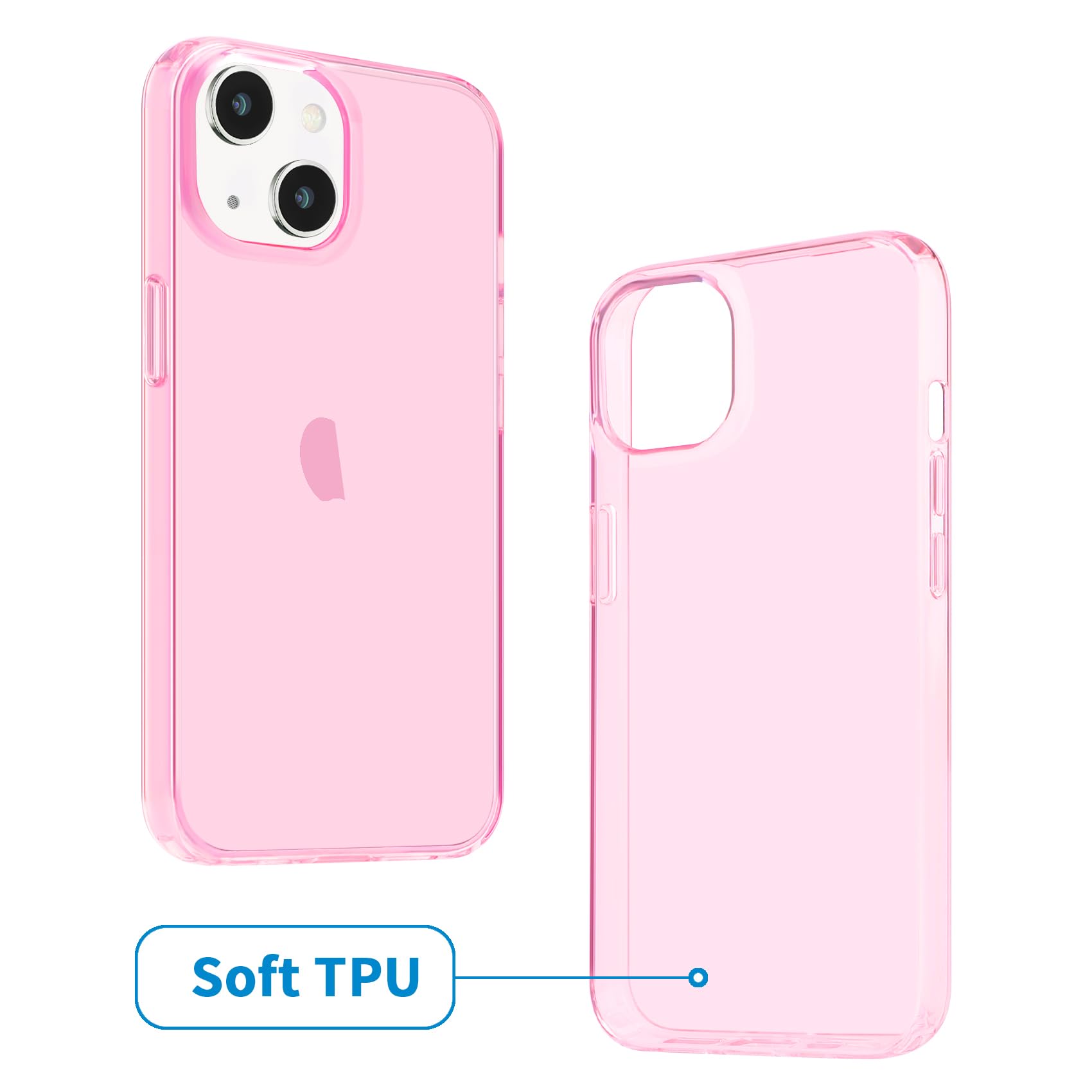 Jjgoo Compatible With Iphone 13 Case, Clear Pink Soft Shockproof Protective Slim Thin Phone Bumper Cover For Iphone 13 6.1 Inch