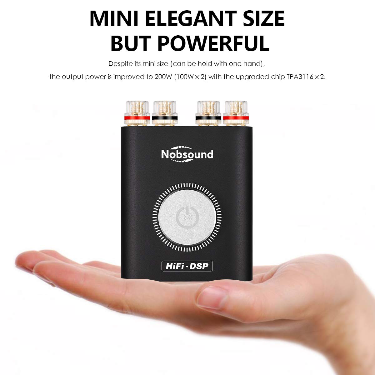 Nobsound Ns 20G 200W Mini Bluetooth 5.0 Power Amplifier 2.0 Channel Wireless Receiver Hi Fi Dsp Stereo Headphone Audio Amp Led D