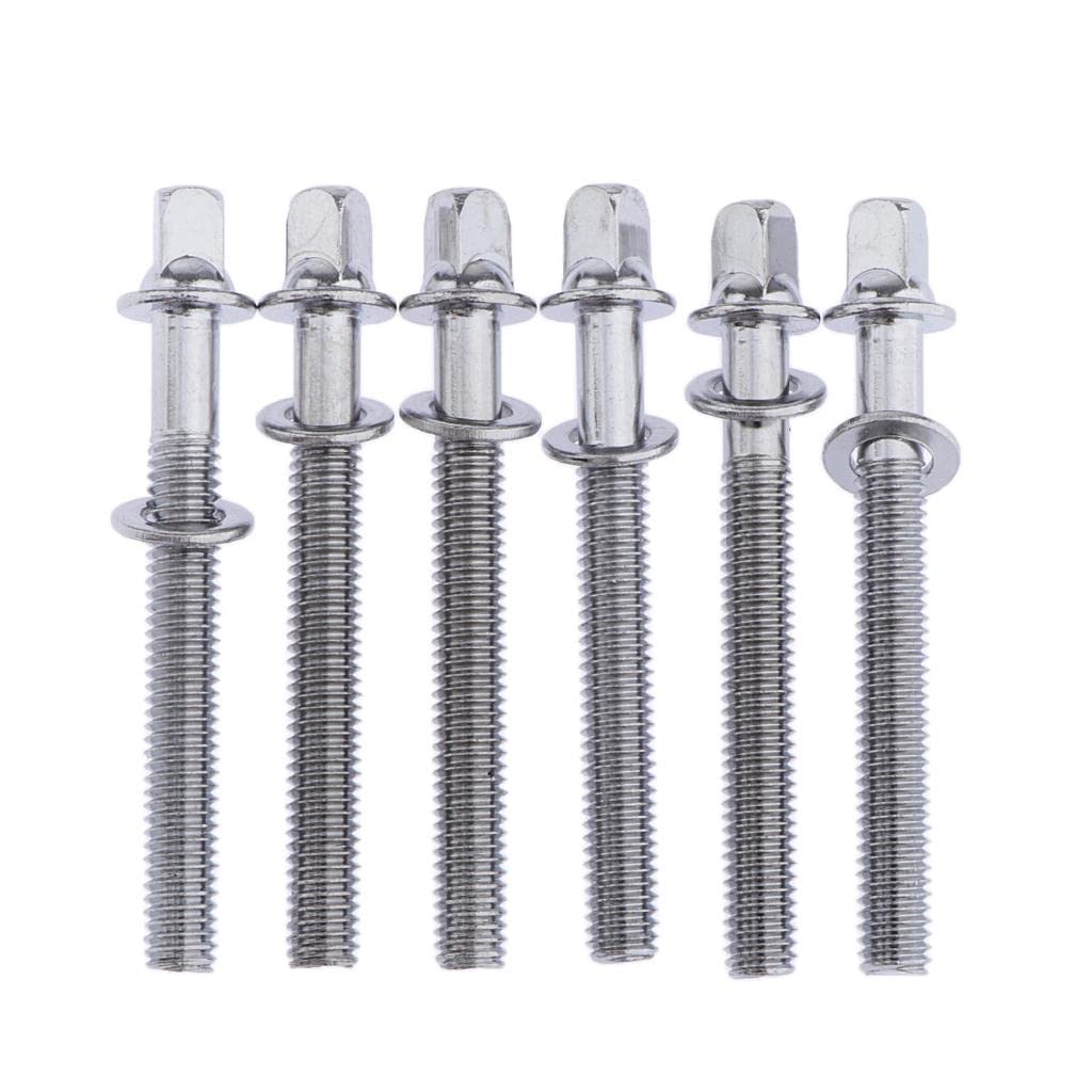 Dynwave 6Pcs Silver 2 Inch Drum Tension Rods For Tom Snare Drum Build Accessories
