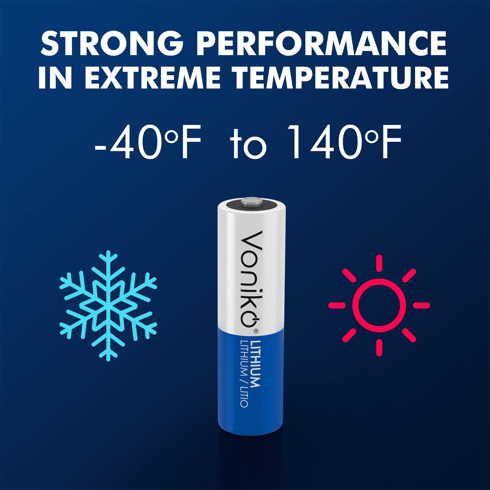Voniko AA Lithium Batteries High Performance Long Lasting Non-Rechargeable 4-Pack
