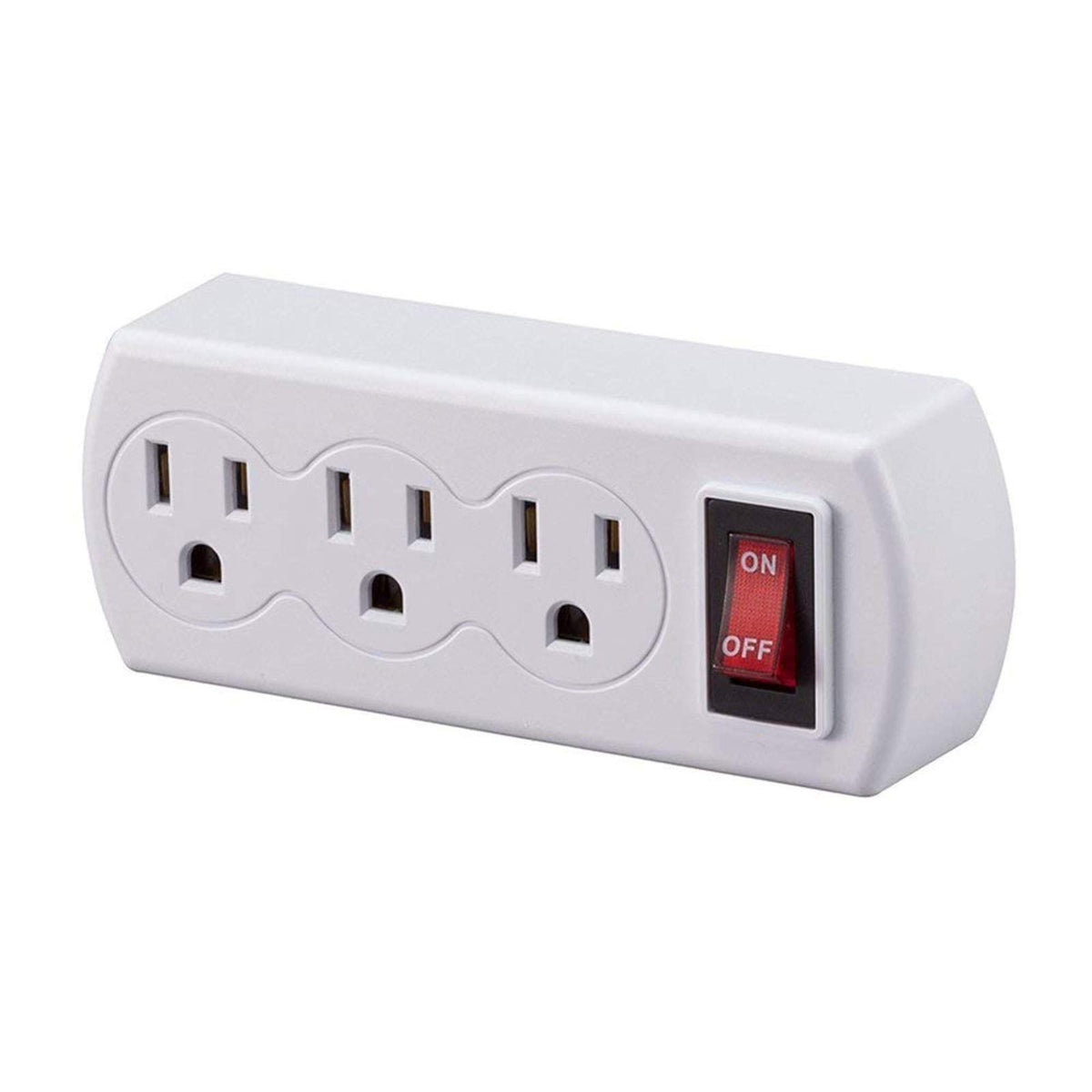 Wideskall 3 Prong 3 Outlets Ac Grounded Power Wall Plug On/Off Switch Tap Adapter Etl Certified (Pack Of 1)