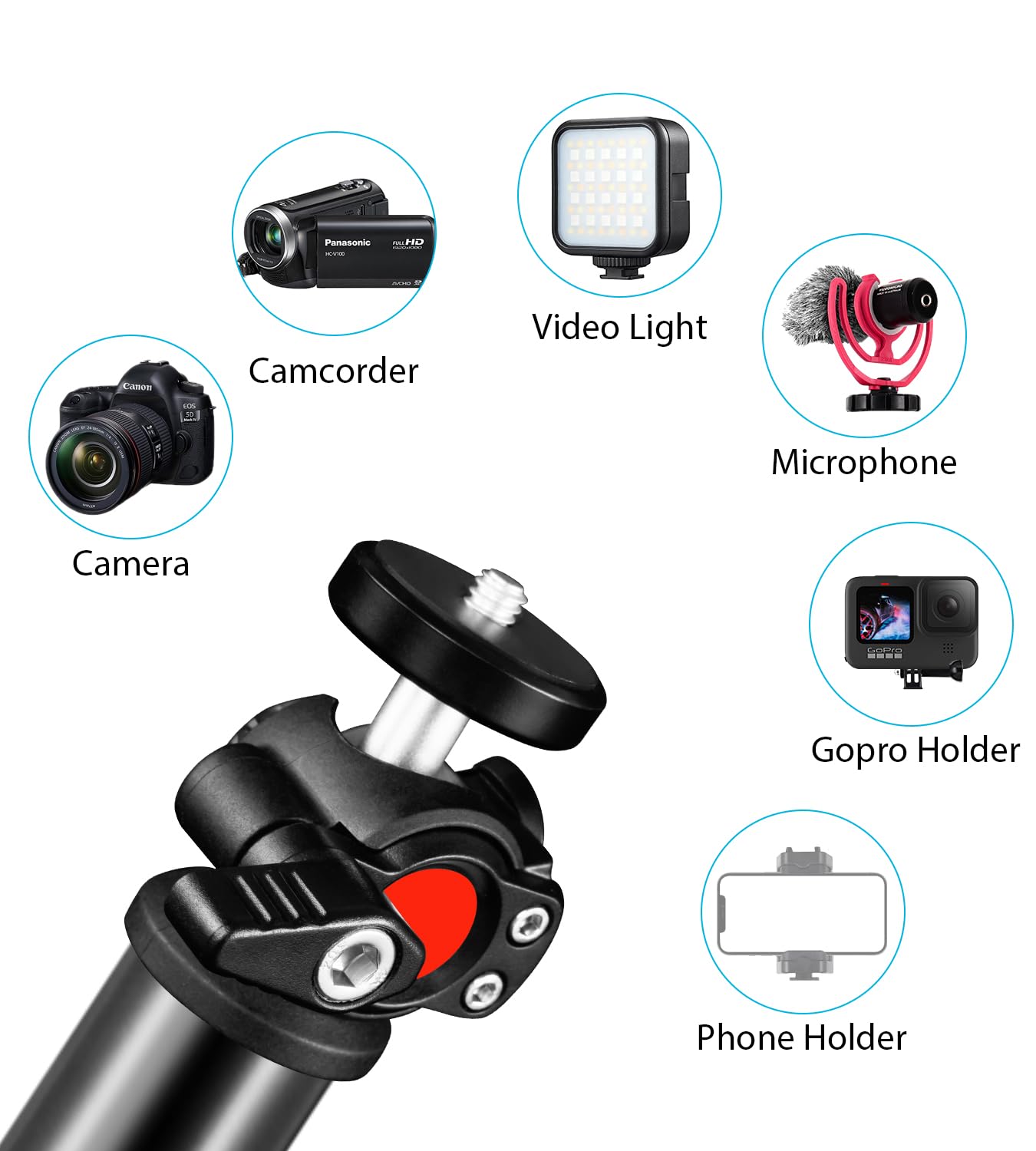 Etour Adjustable Webcam Desk Mount Stand | Desktop Tripod | Foldable And Collapsible Stand For Lights & Webcams And Phone | Comp