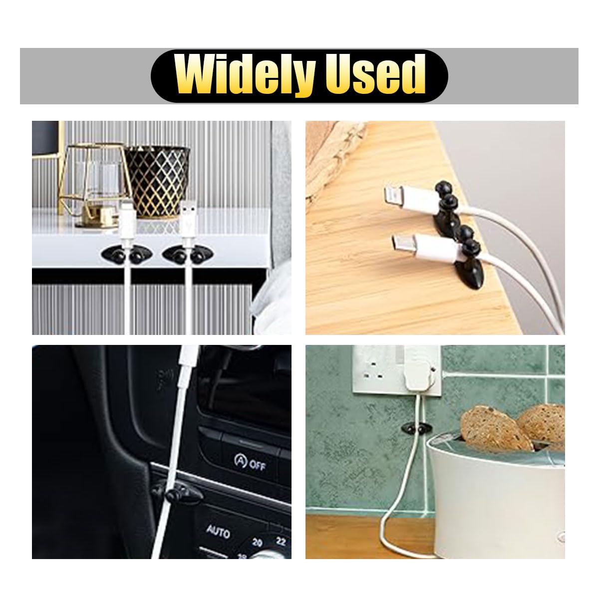 Joycourt 4Pcs Car Cable Clips Usb Cable Line Clip Holder For Car, Durable Strong Adhesive Cord Cable Holder Wire Organizer, Cord