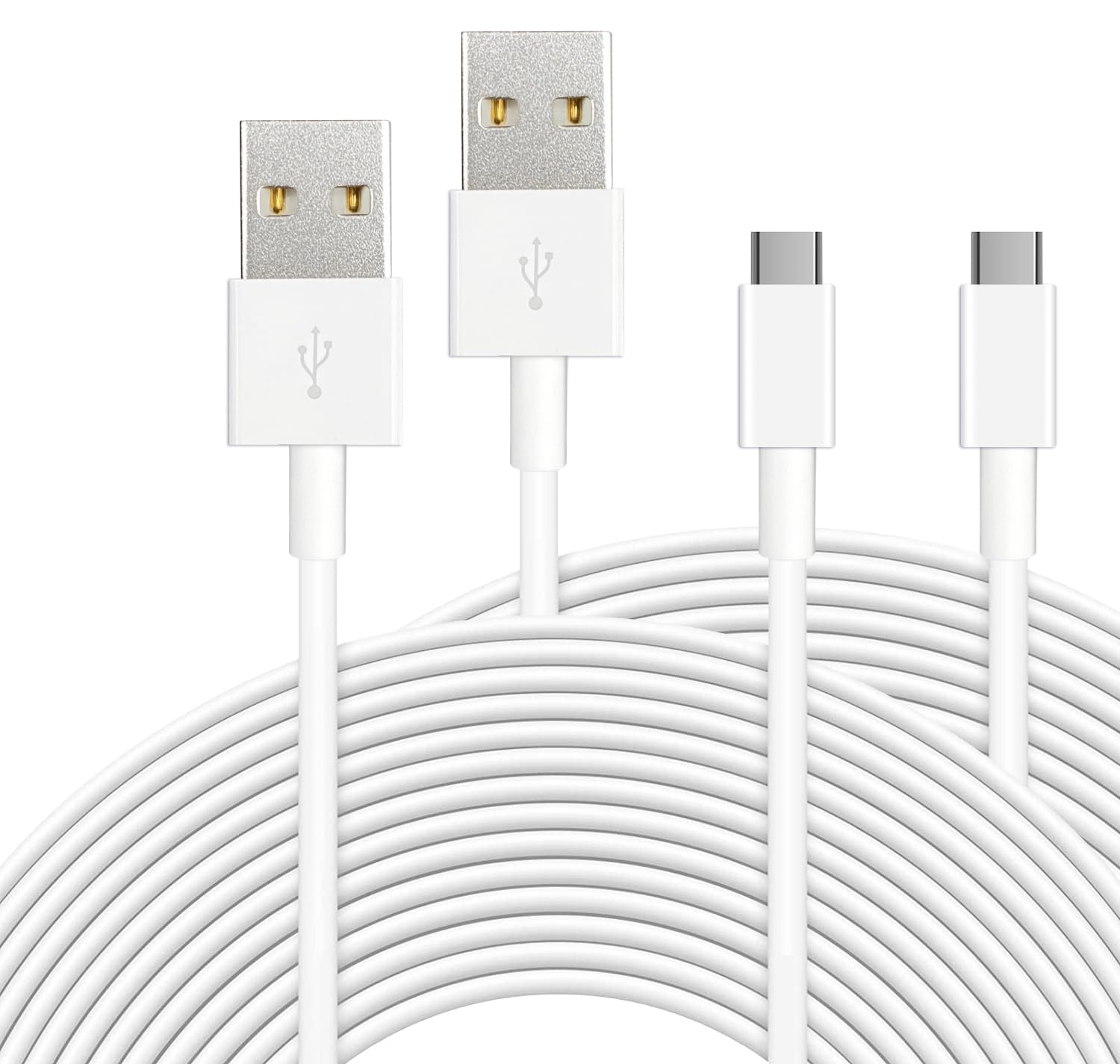 [2 Pack] 16.4Ft/5M Power Extension Cable For Any Usb C Enabled Security Cameras Or Devices(Phone,Switch Pro Controller,Etc), Usb A To Usb C Extension Charging And Data Sync Cord