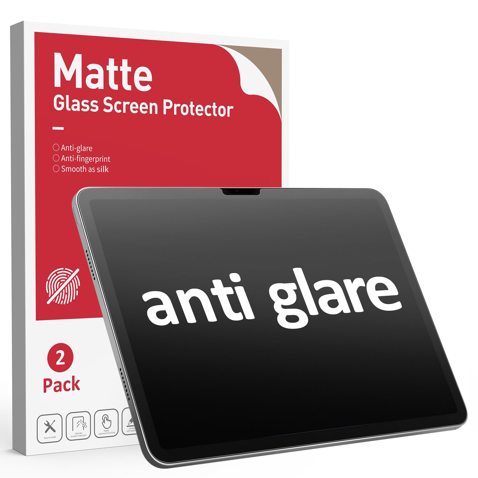 Ambison 2 Pack Matte Glass Screen Protector for iPad Air 11 (M3 2025, M2 2024) - Anti-Glare, Scratch-Resistant, Smooth