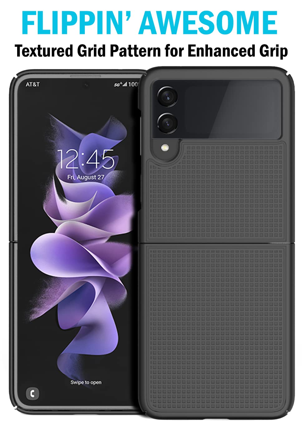 Case With Clip For Galaxy Z Flip 3 5G, Nakedcellphone Slim Hard Shell Cover And Belt Hip Holster Holder For Samsung Z Flip3 Phon