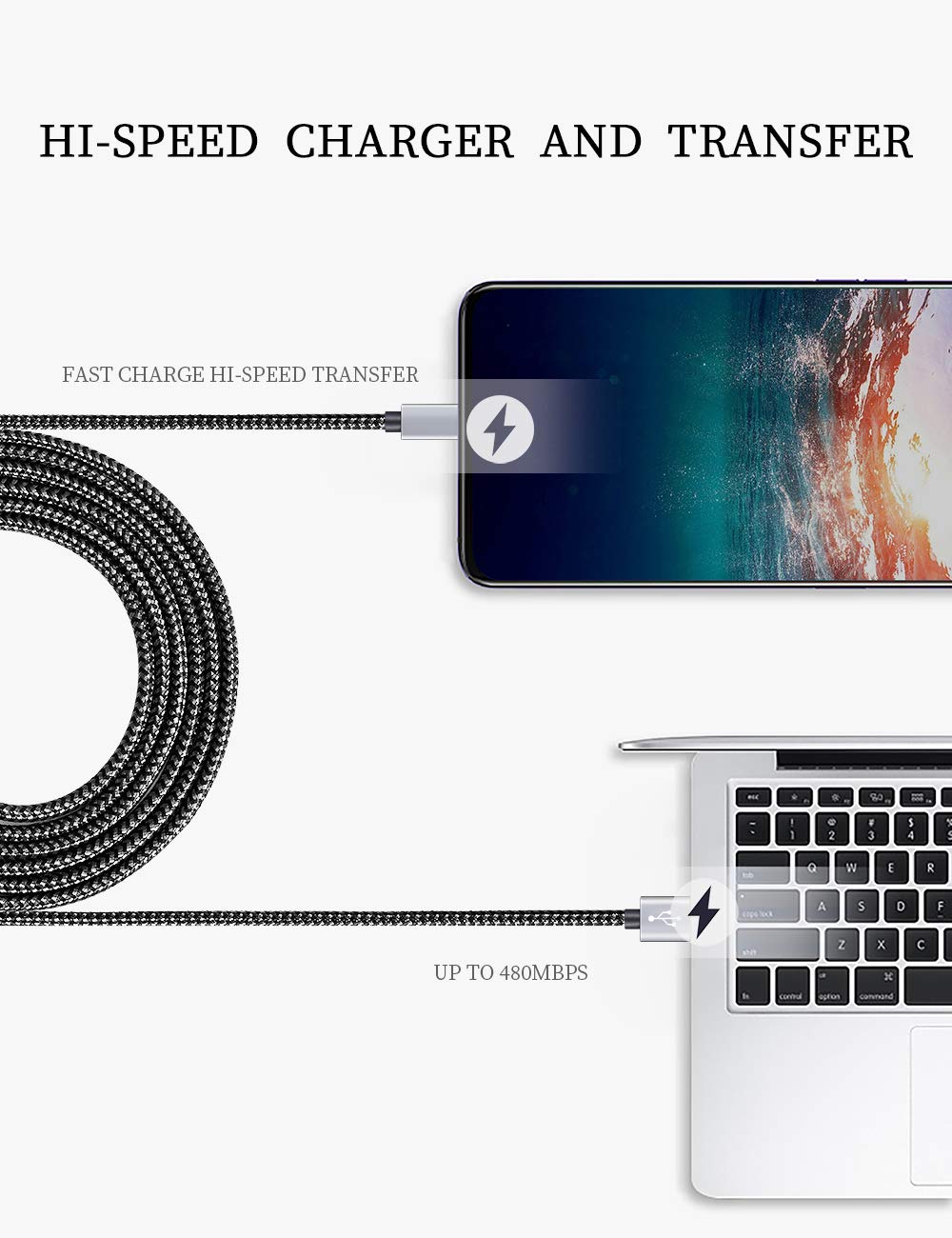 Teeind Usb Type C Cable Fast Charging, Tpc001 5 Pack(6Ft 3A) Braided C Charger Cables Compatible With Samsung S10E/Note 9/S10/S9/S8 Plus/A80/A50/A20