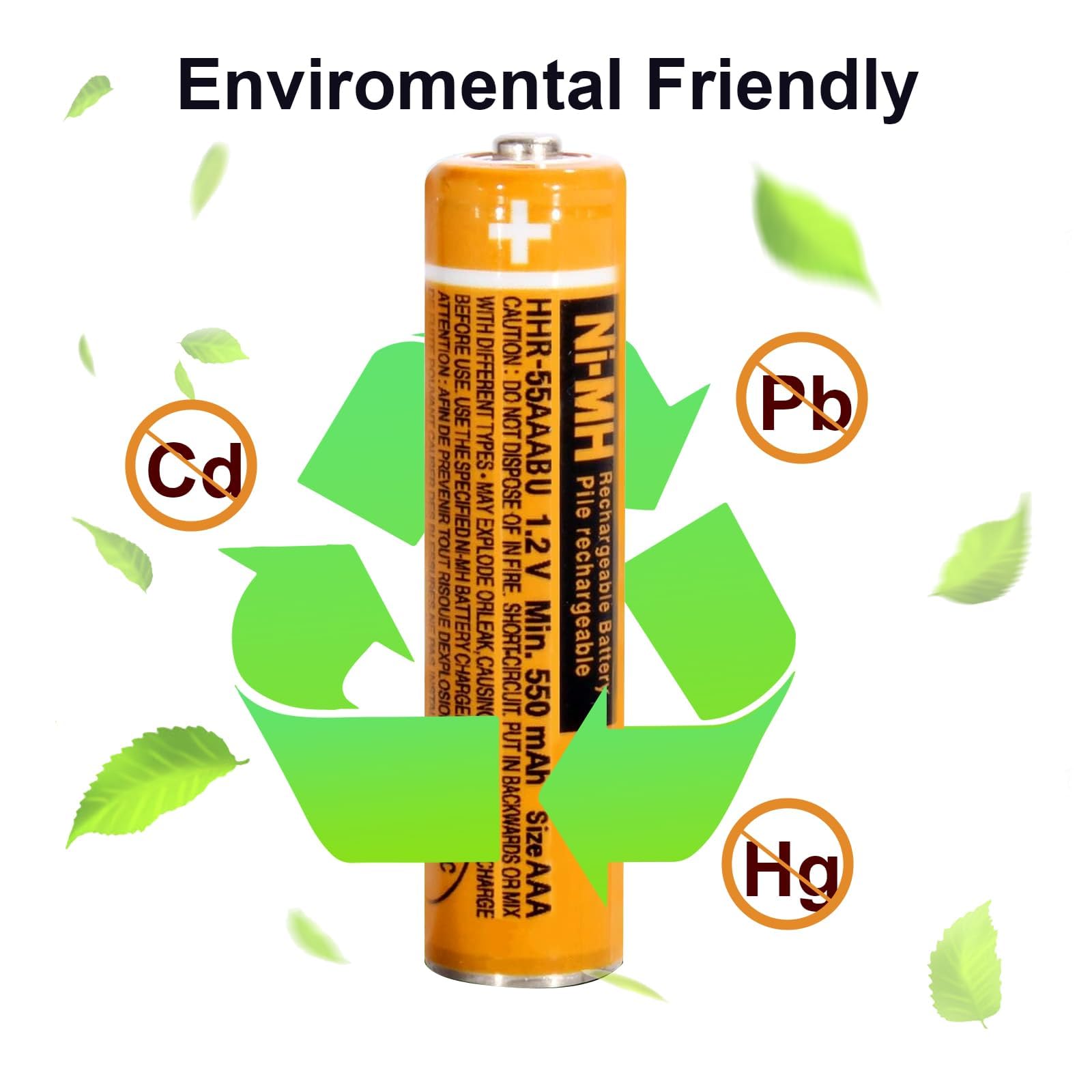 Zzwjbcyle 4 Pack Hhr 55Aaabu Ni Mh Aaa Rechargeable Battery For Panasonic, 1.2V 550Mah Rechargeable Aaa Batteries For Panasonic