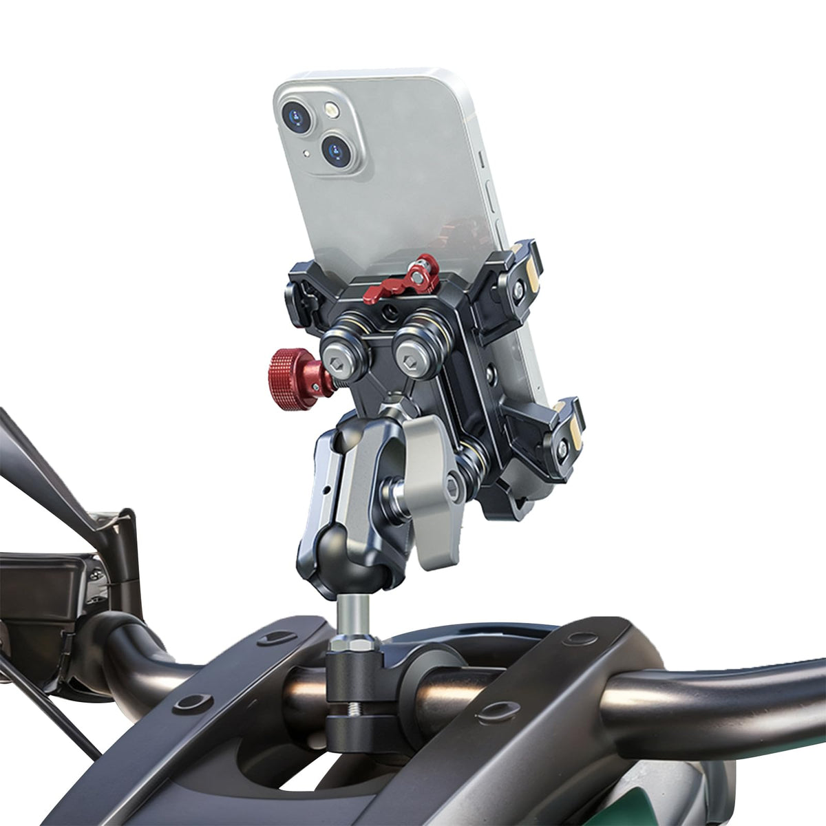 Kaishengyuan Motorcycle Phone Mount With Vibration Dampener & High-Speed Secure Lock, One-Push Anti-Theft Phone Cradle Handlebar